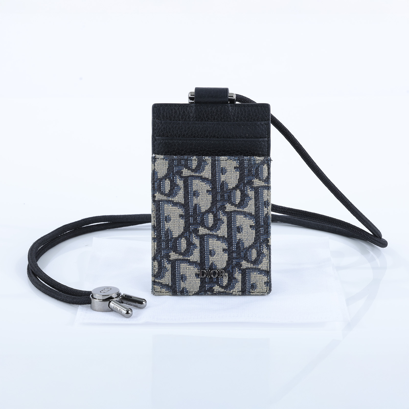 迪奧 CHRISTIAN DIOR 直式卡夾 2ESCH151YKY 藍緹花帆布掛頸證件套 無附屬品