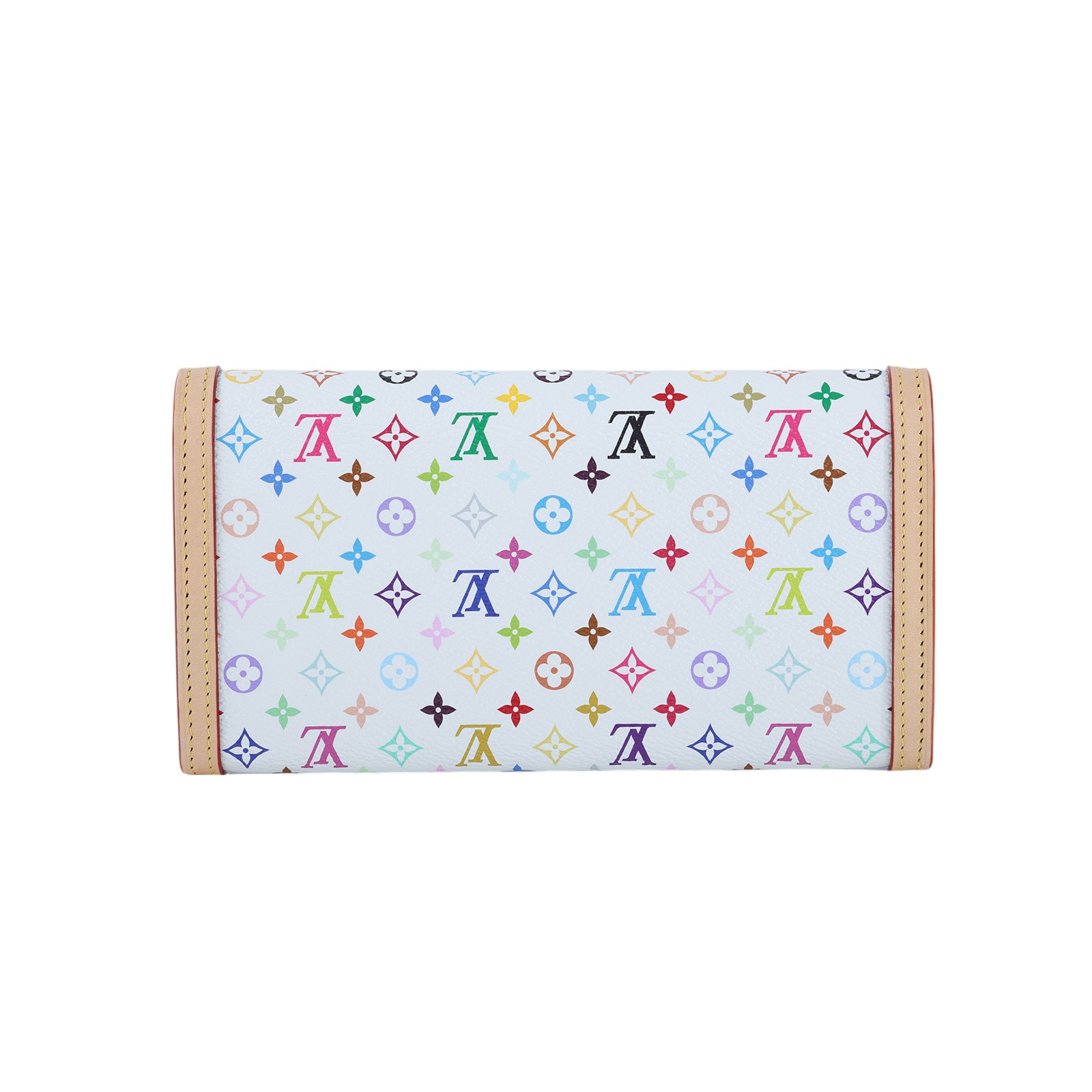 路易威登 LOUIS VUITTON LV x TM 村上隆聯名  Sarah 錢包 口蓋長夾 M13397 晶片款 白彩SARAH 長夾 原廠盒子/防塵袋