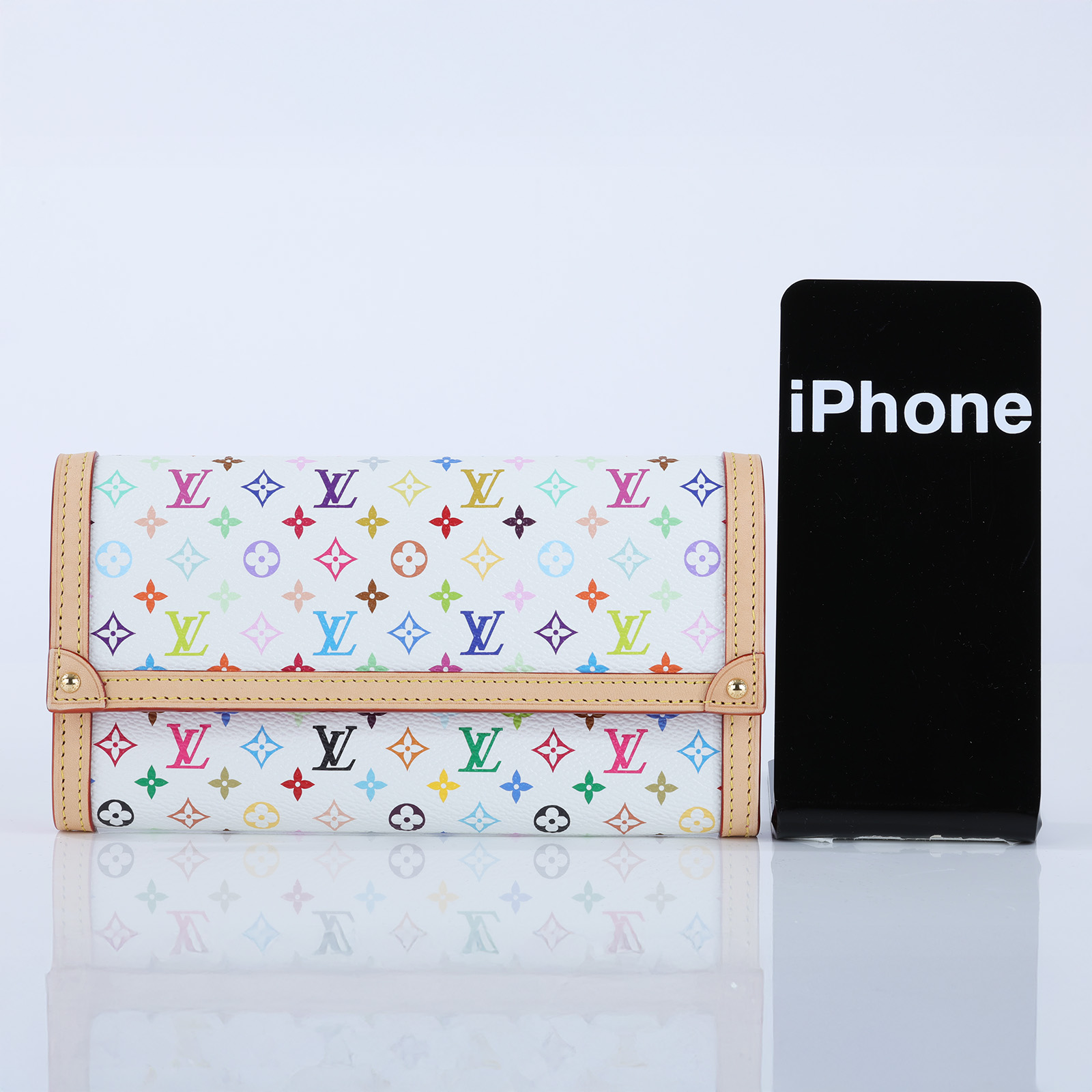 路易威登 LOUIS VUITTON LV x TM 村上隆聯名  Sarah 錢包 口蓋長夾 M13397 晶片款 白彩SARAH 長夾 原廠盒子/防塵袋