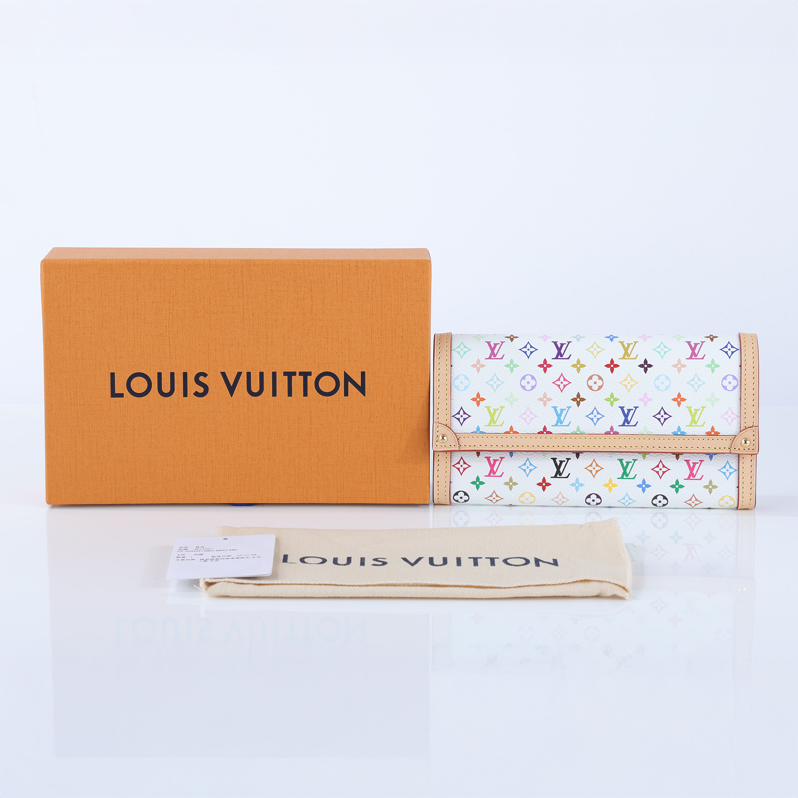 路易威登 LOUIS VUITTON LV x TM 村上隆聯名  Sarah 錢包 口蓋長夾 M13397 晶片款 白彩SARAH 長夾 原廠盒子/防塵袋