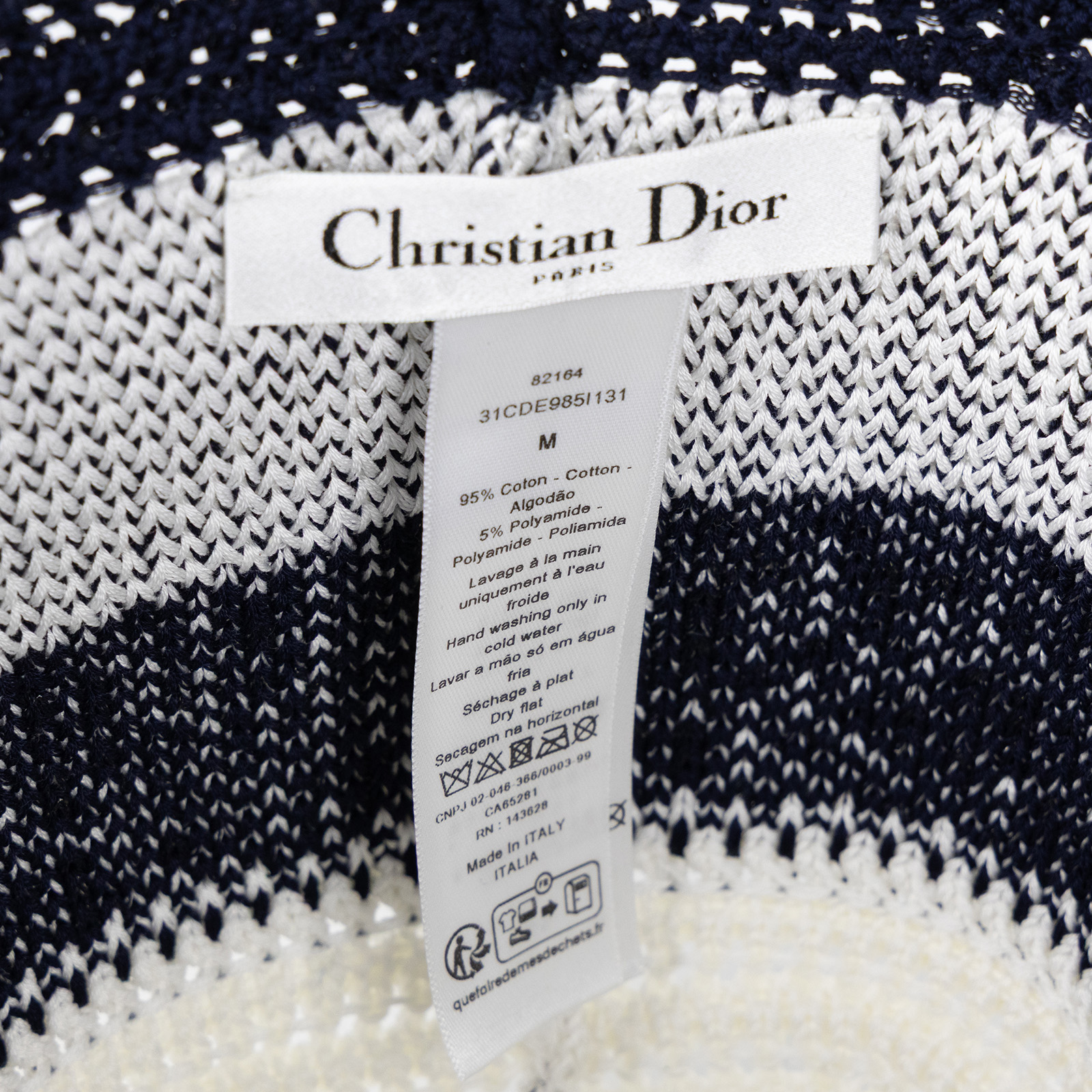 迪奧 CHRISTIAN DIOR D-Tulipe 針織帽 31CDE985I131_M 藍白針織漁夫帽#M 防塵袋