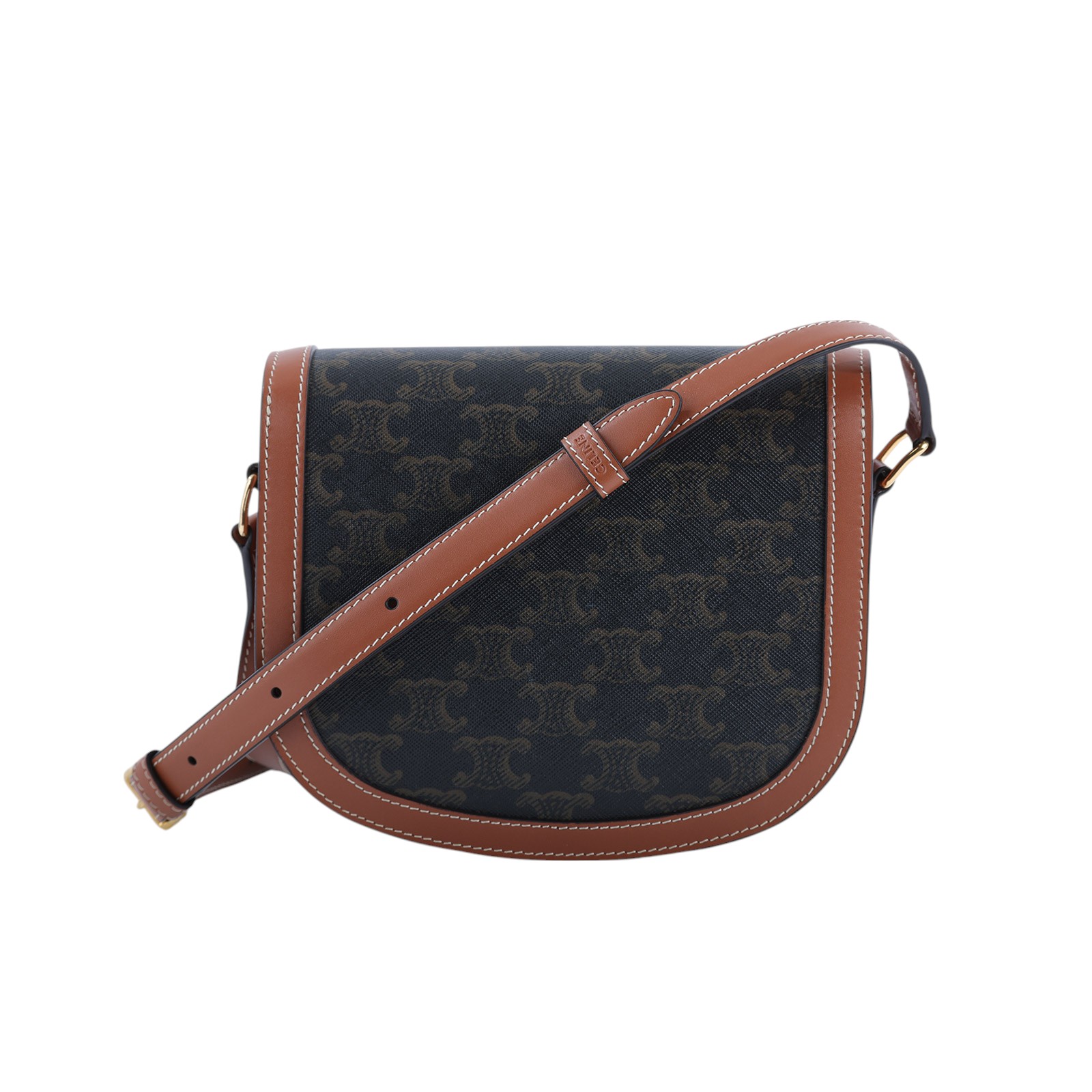 思琳 CELINE 標誌印花 牛皮革 Besace Clea 斜背 肩背 馬鞍包 110962BZ4  原廠盒子/防塵袋/購買證明/發票