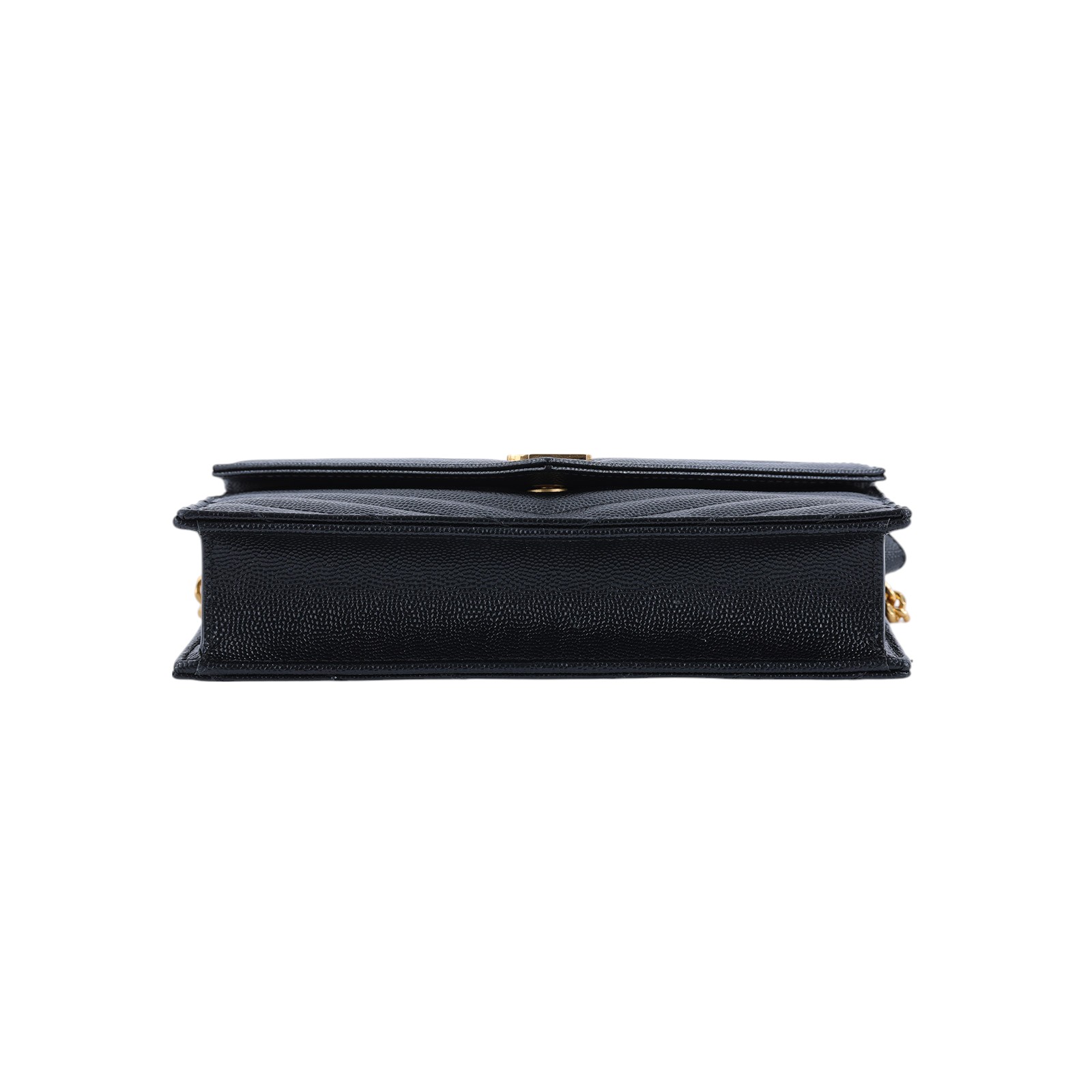 聖羅蘭 YSL SAINT LAURENT Cassandre 信封袋式 鏈條 錢包 742920BOW01 黑金魚子醬WOC 背帶