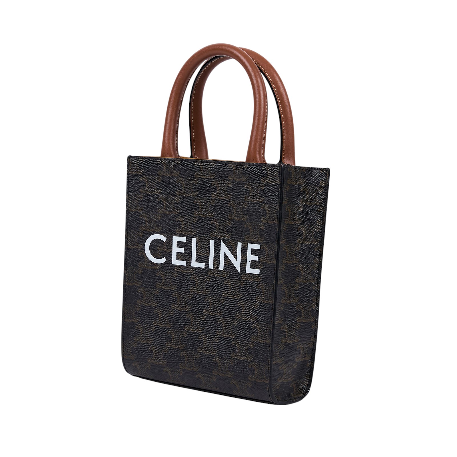 思琳 CELINE Triomphe帆布 迷你 直式 Cabas 肩背 手提包 194372BZK 原花CABAS MINI 防塵袋/背帶/購買證明