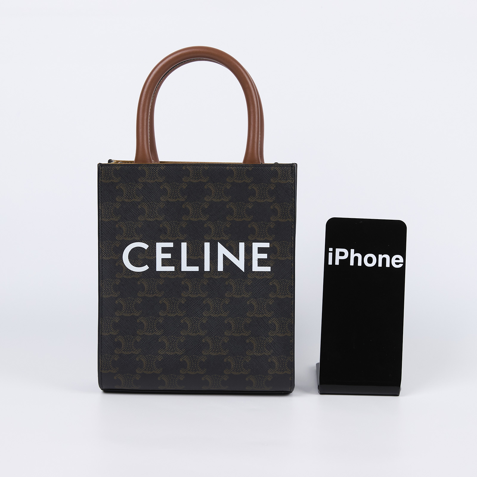 思琳 CELINE Triomphe帆布 迷你 直式 Cabas 肩背 手提包 194372BZK 原花CABAS MINI 防塵袋/背帶/購買證明
