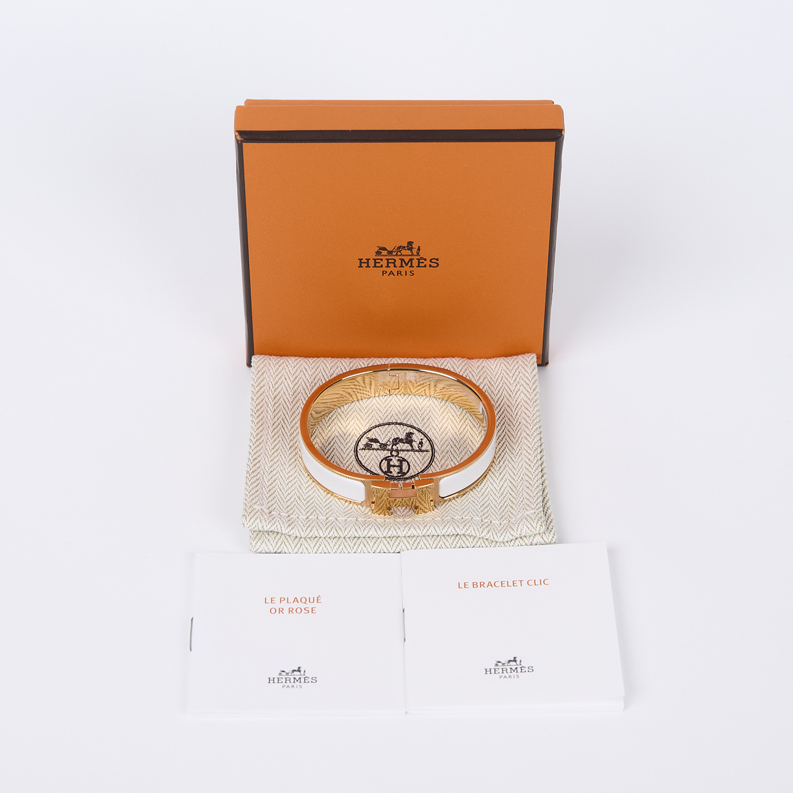 愛馬仕 Hermès Clic H PM 手環 白色 H700001FO31PM 700001FO31PM/ST1213  原廠盒子/防塵袋