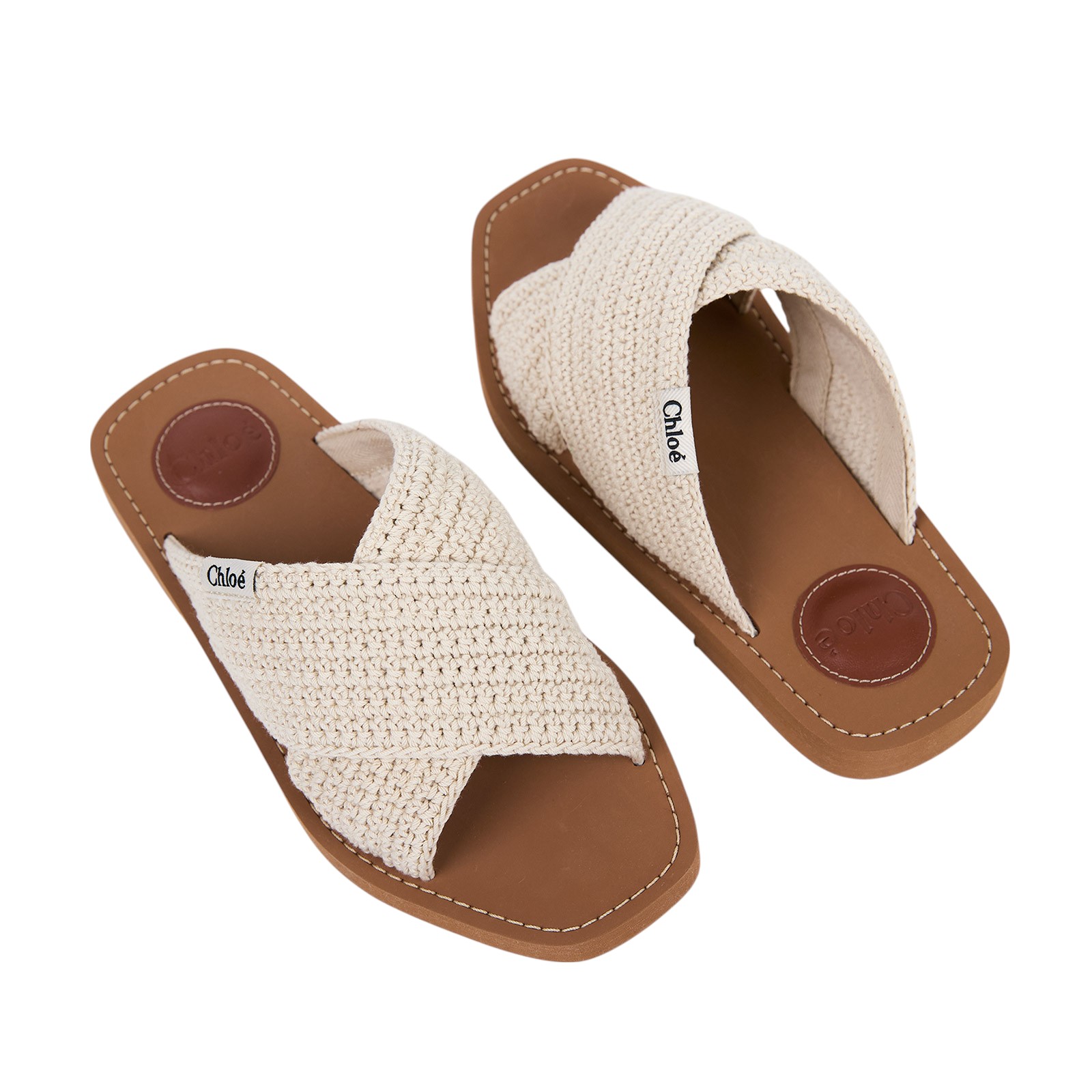 蔻依 CHLOE Woody cloth sandal 涼鞋 CHC22S597X_36 棕米白棉麻涼鞋#36 原廠盒子/防塵袋2