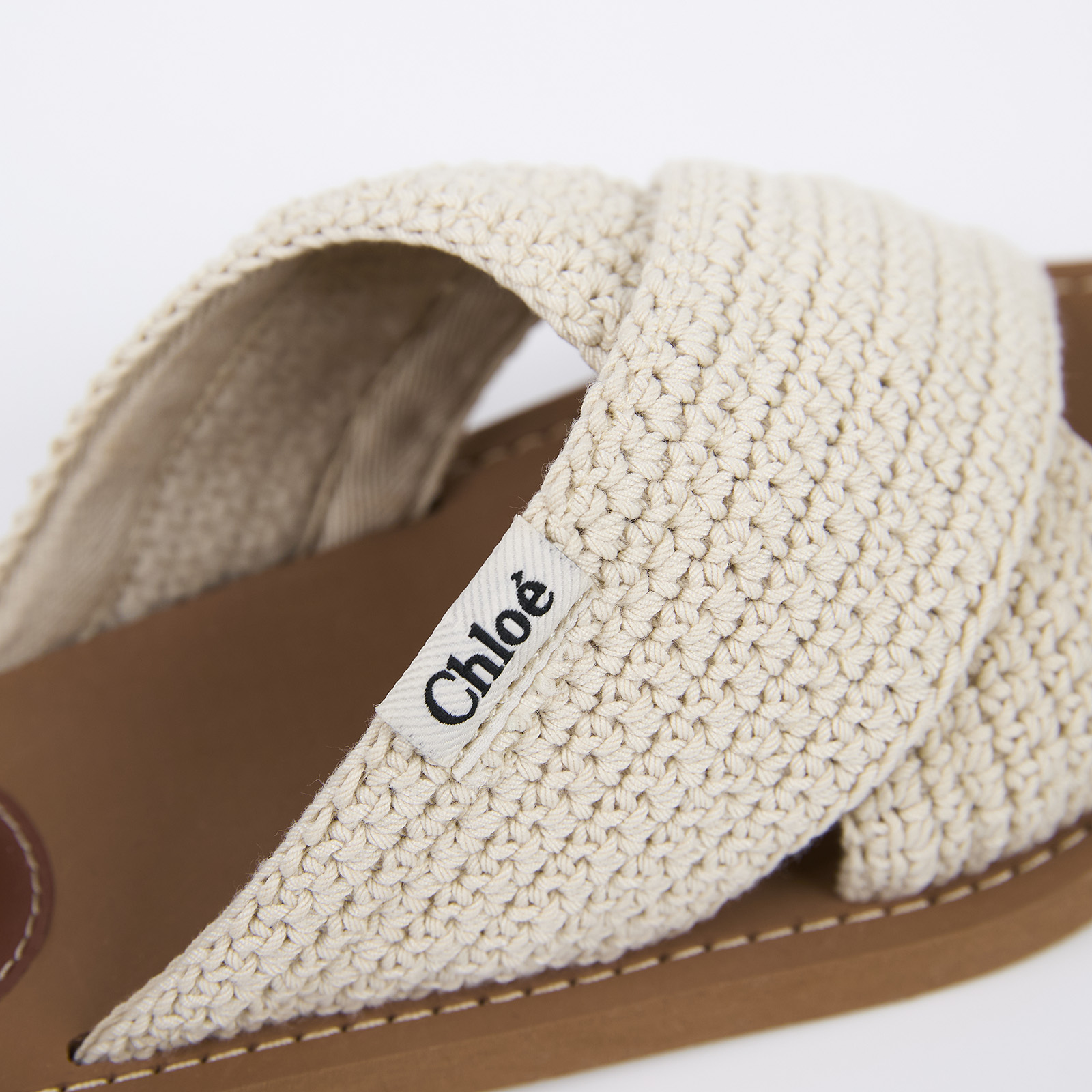 蔻依 CHLOE Woody cloth sandal 涼鞋 CHC22S597X_36 棕米白棉麻涼鞋#36 原廠盒子/防塵袋2