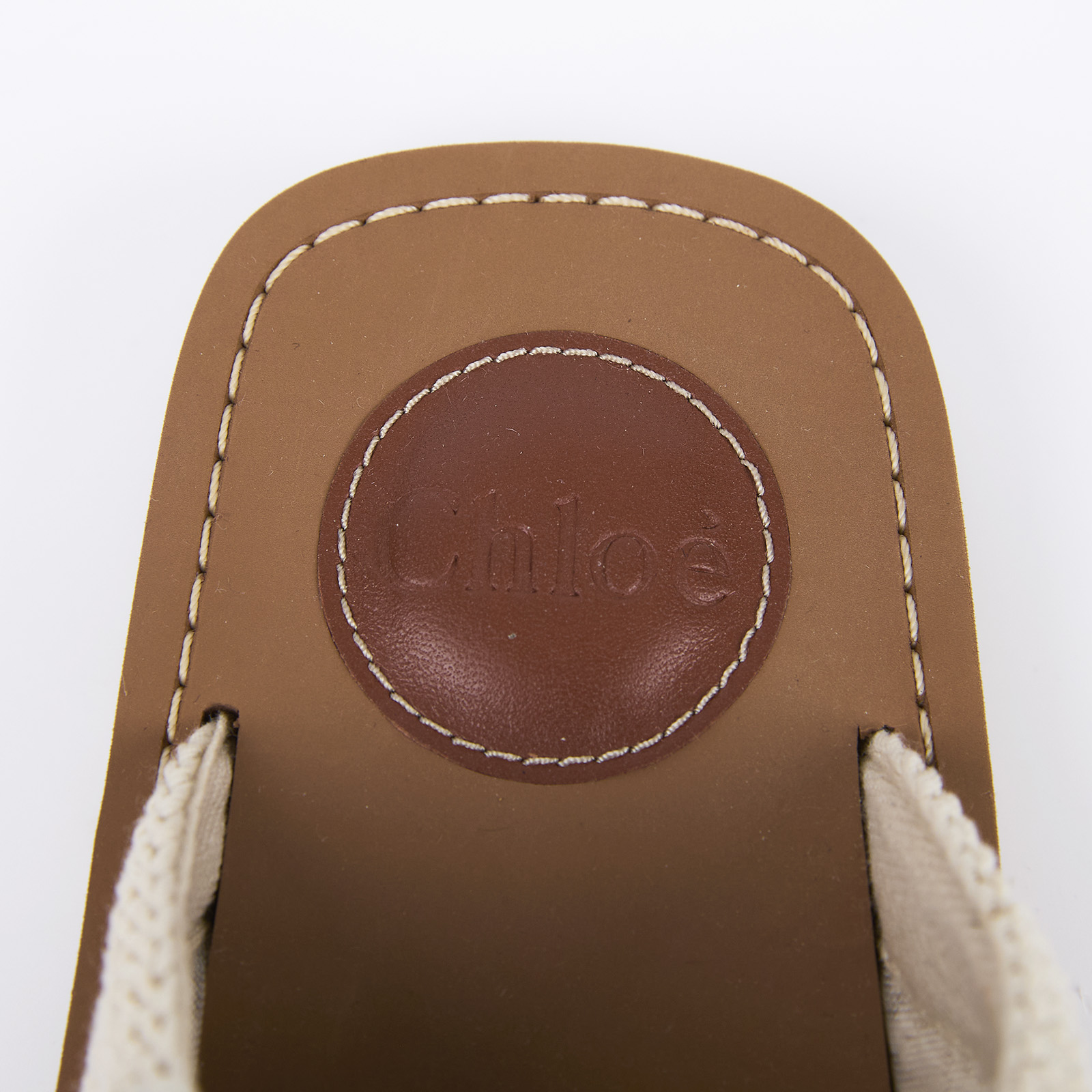 蔻依 CHLOE Woody cloth sandal 涼鞋 CHC22S597X_36 棕米白棉麻涼鞋#36 原廠盒子/防塵袋2