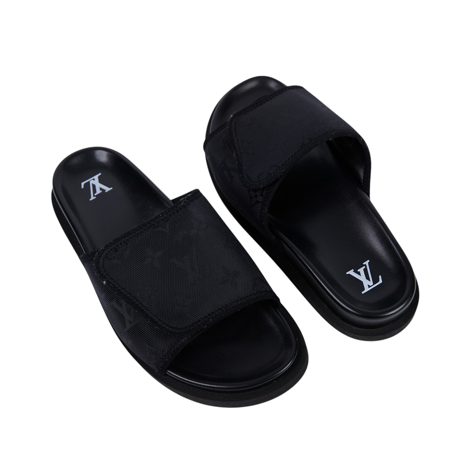 路易威登 LOUIS VUITTON Miami Mule Sandals 涼鞋 1AC5Q0 黑原花魔鬼氈拖鞋#7 防塵袋/購買證明影本