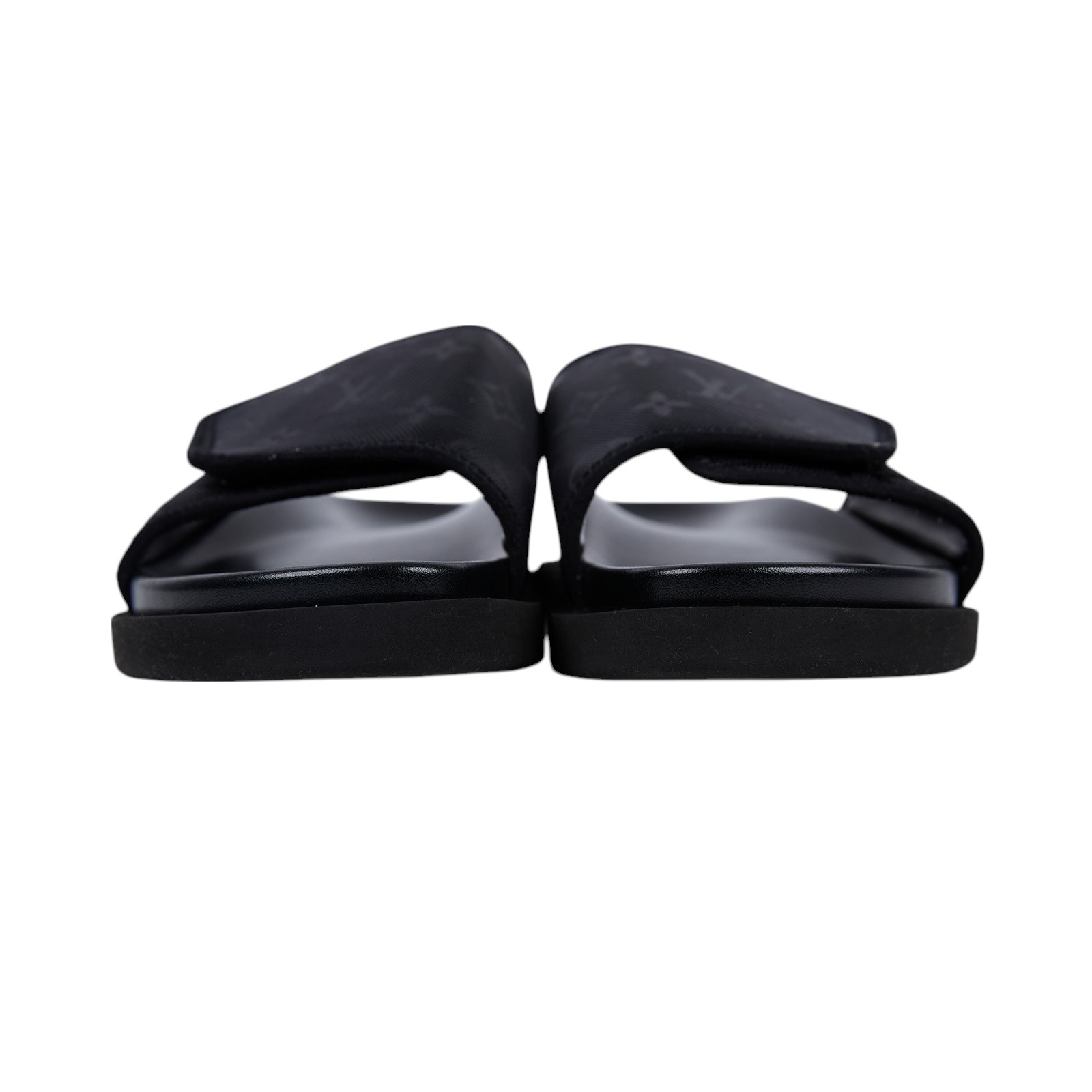路易威登 LOUIS VUITTON Miami Mule Sandals 涼鞋 1AC5Q0 黑原花魔鬼氈拖鞋#7 防塵袋/購買證明影本