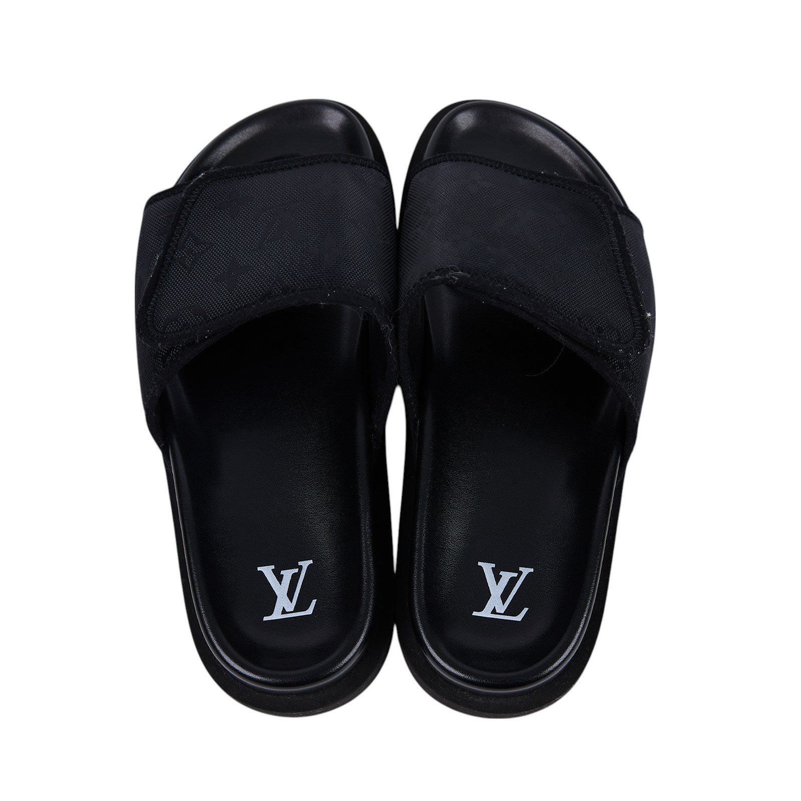 路易威登 LOUIS VUITTON Miami Mule Sandals 涼鞋 1AC5Q0 黑原花魔鬼氈拖鞋#7 防塵袋/購買證明影本