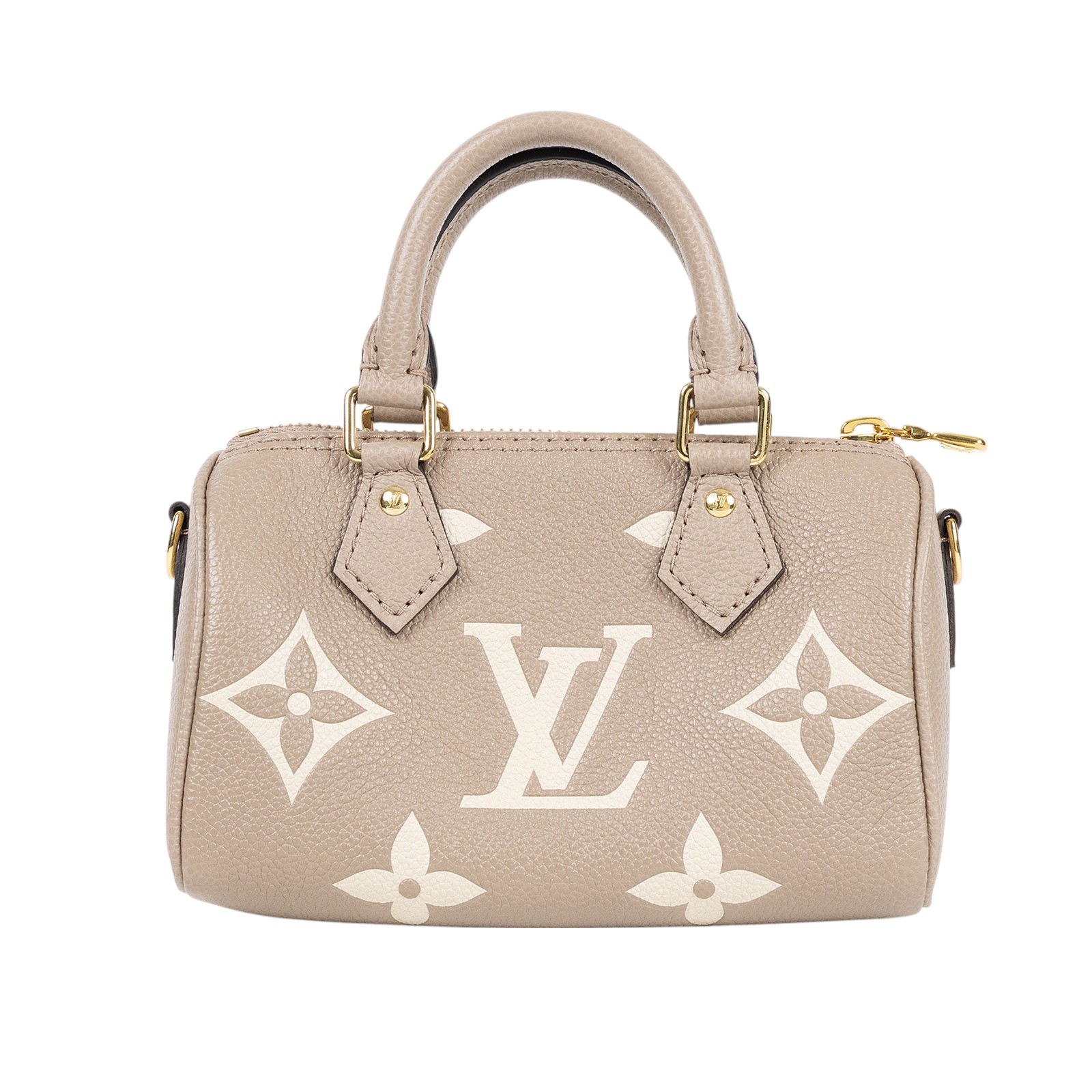 路易威登 LOUIS VUITTON Nano Speedy 手提 斜背 肩背包 灰色 奶油色 M82890 晶片款  原廠盒子/防塵袋/背帶