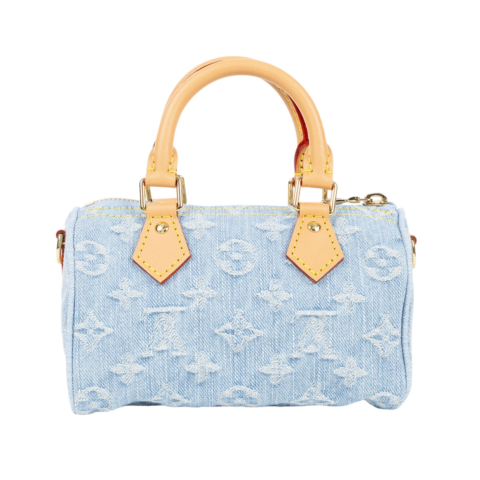 路易威登 LOUIS VUITTON Nano Speedy 手提 肩背包 丹寧 M11212 晶片款  原廠盒子/防塵袋/背帶/購買證明