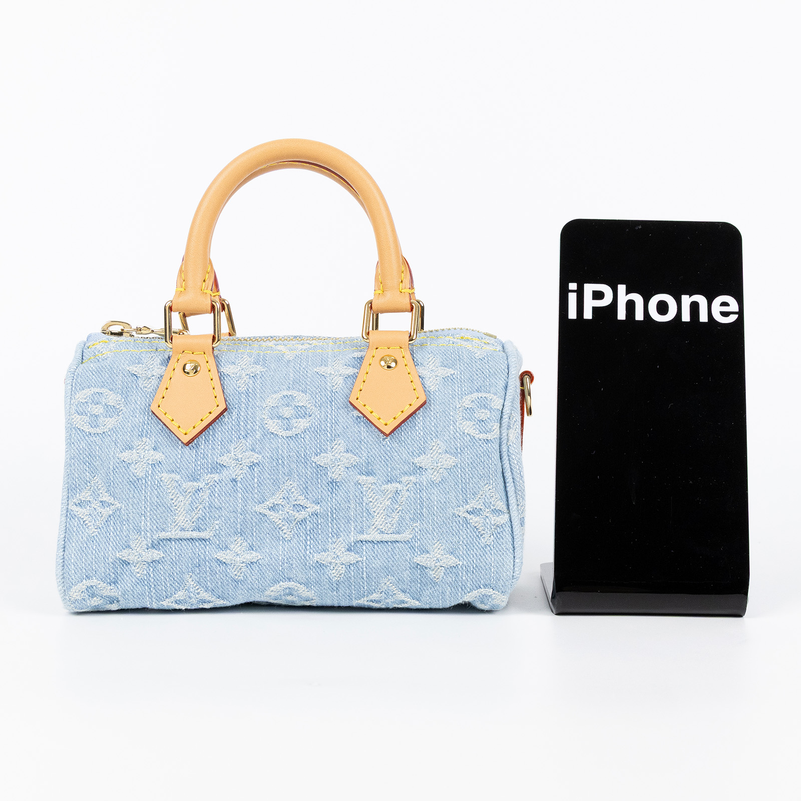 路易威登 LOUIS VUITTON Nano Speedy 手提 肩背包 丹寧 M11212 晶片款  原廠盒子/防塵袋/背帶/購買證明