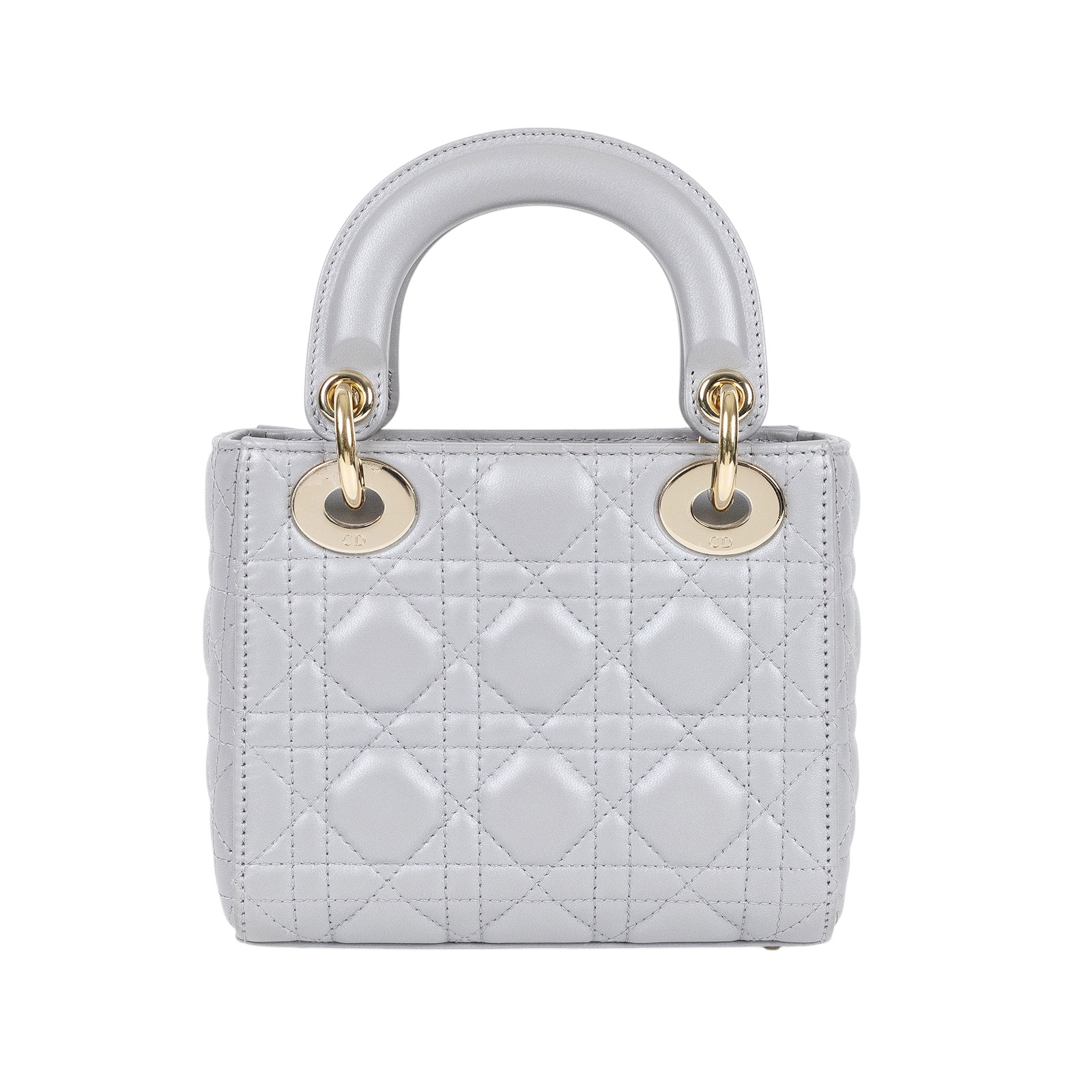 迪奧 CHRISTIAN DIOR Lady Dior 迷你 手提 肩背包 蛋白石灰色珠光 M0505OADU  原廠盒子/防塵袋/保證卡/背帶/發票/購買證明