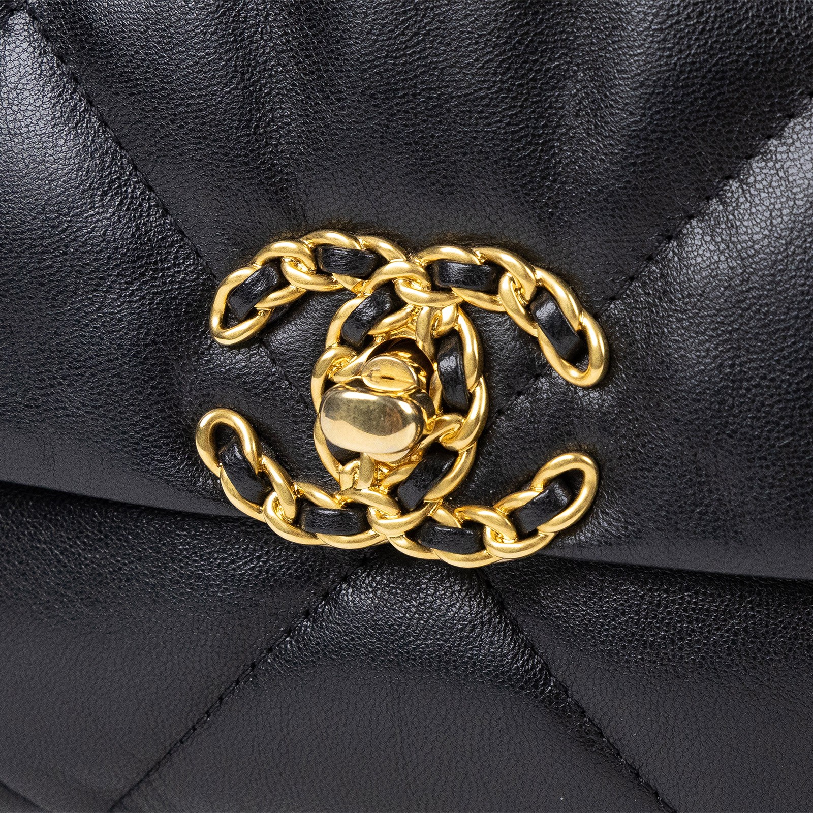 香奈兒 CHANEL 19 口蓋包 菱格紋 金銀鍊帶 手提 肩背包 AS1160 30開 黑金羊19包 26CM 保證卡