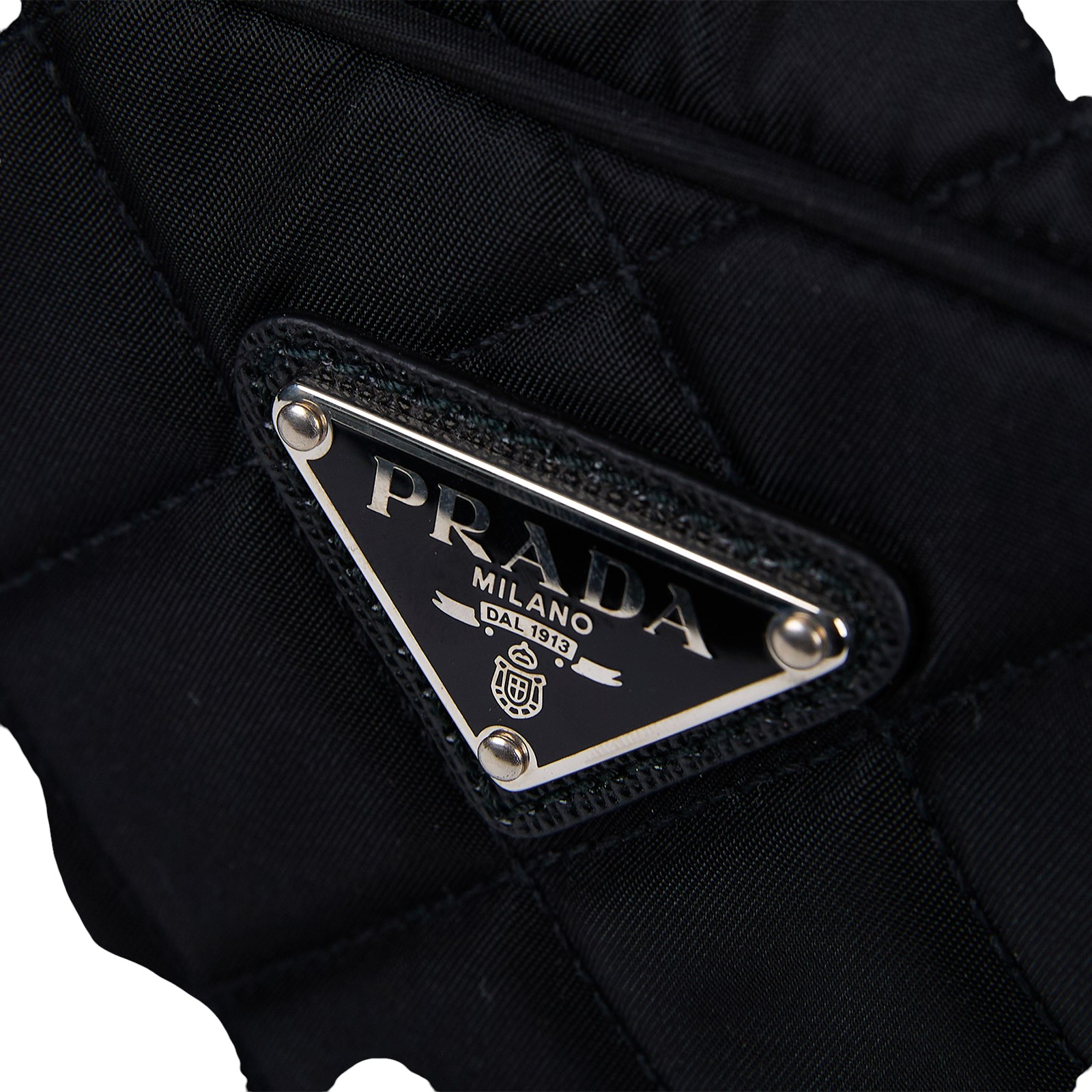 普拉達 PRADA Tessuto Impuntu 肩背包 1BH910_2AS3 黑尼龍菱格肩背包 防塵袋/背帶