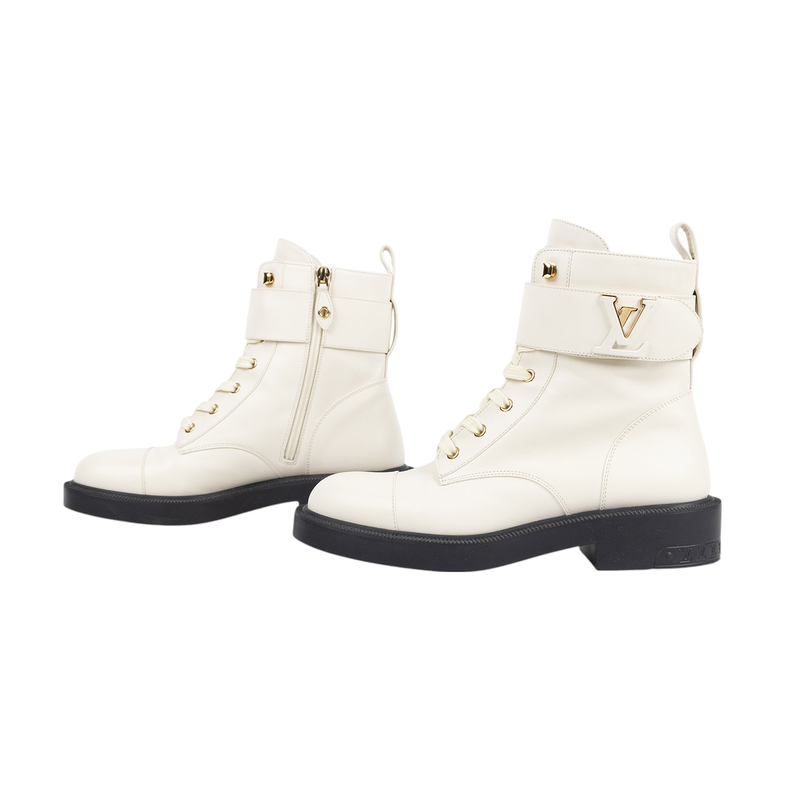路易威登 LOUIS VUITTON Citizen 平底軍靴 1ADCL2 白長軍靴 防塵袋 x2