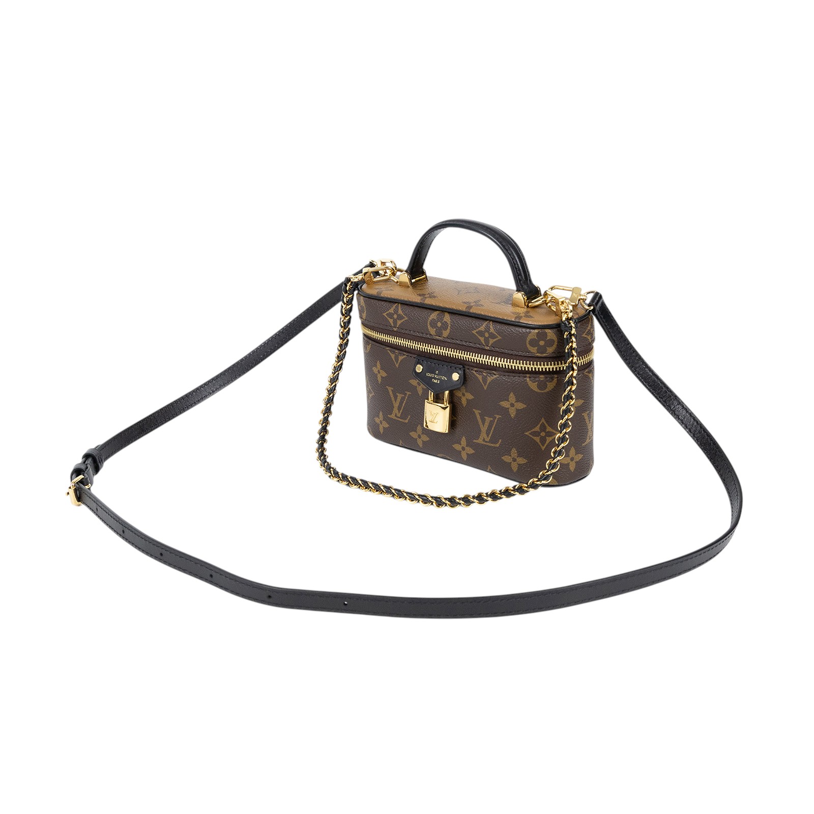 路易威登 LOUIS VUITTON Vanity Chain Pouch 肩背 手提 化妝箱 M47125 晶片款  原廠盒子/防塵袋/背帶2/鎖組/購買證明