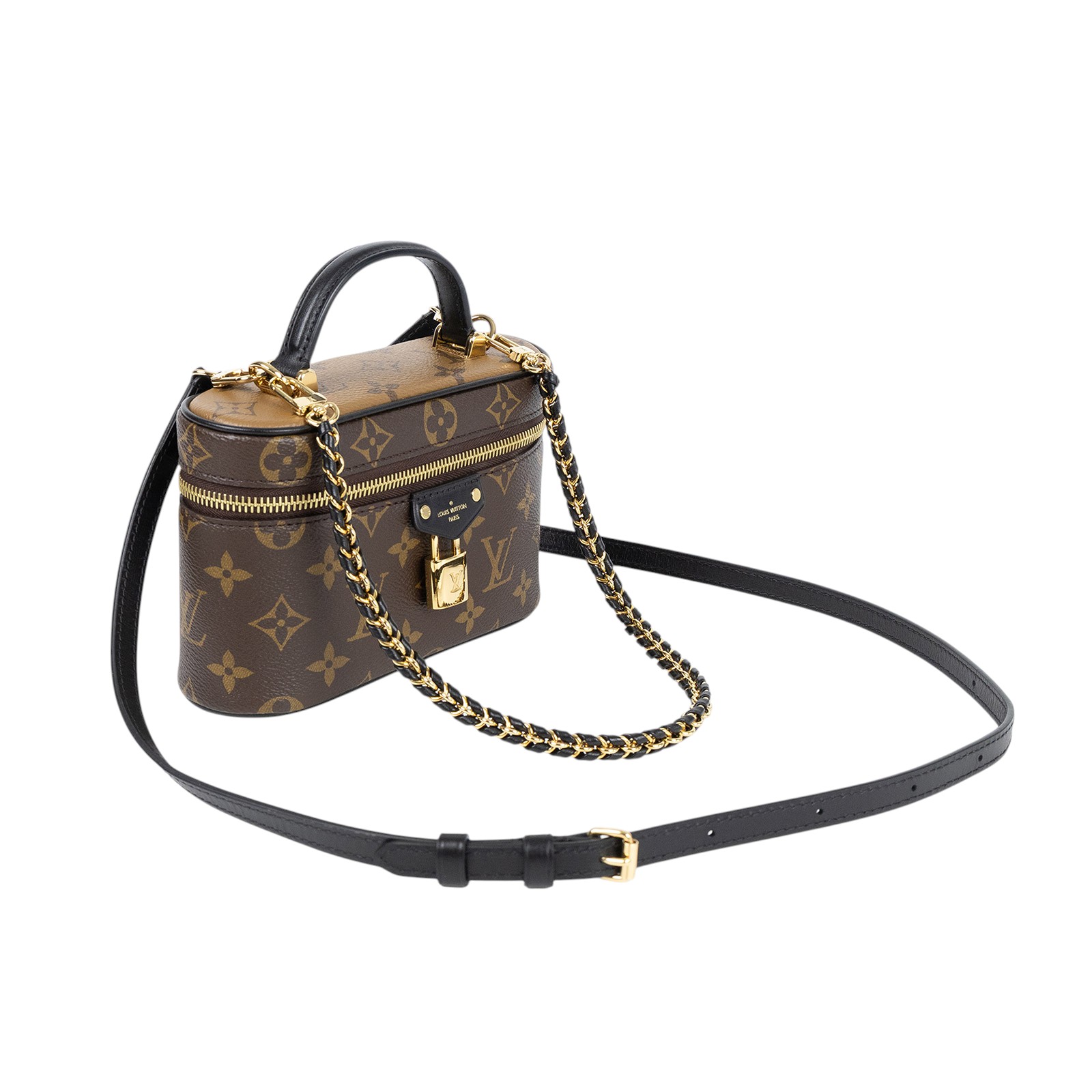 路易威登 LOUIS VUITTON Vanity Chain Pouch 肩背 手提 化妝箱 M47125 晶片款  原廠盒子/防塵袋/背帶2/鎖組/購買證明