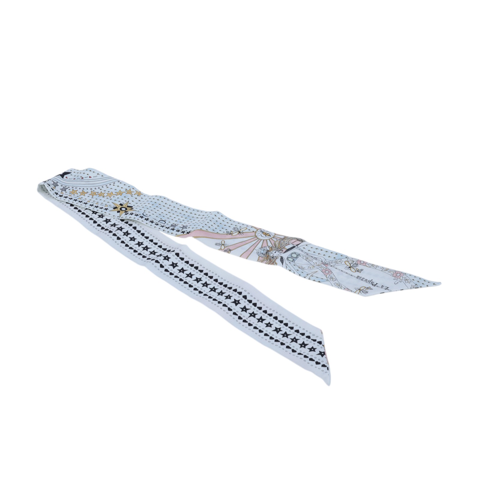 迪奧 CHRISTIAN DIOR La Papesse Tarot Mitzah 絲巾 76MTA106I631 白拚粉星星絲巾 無附屬品