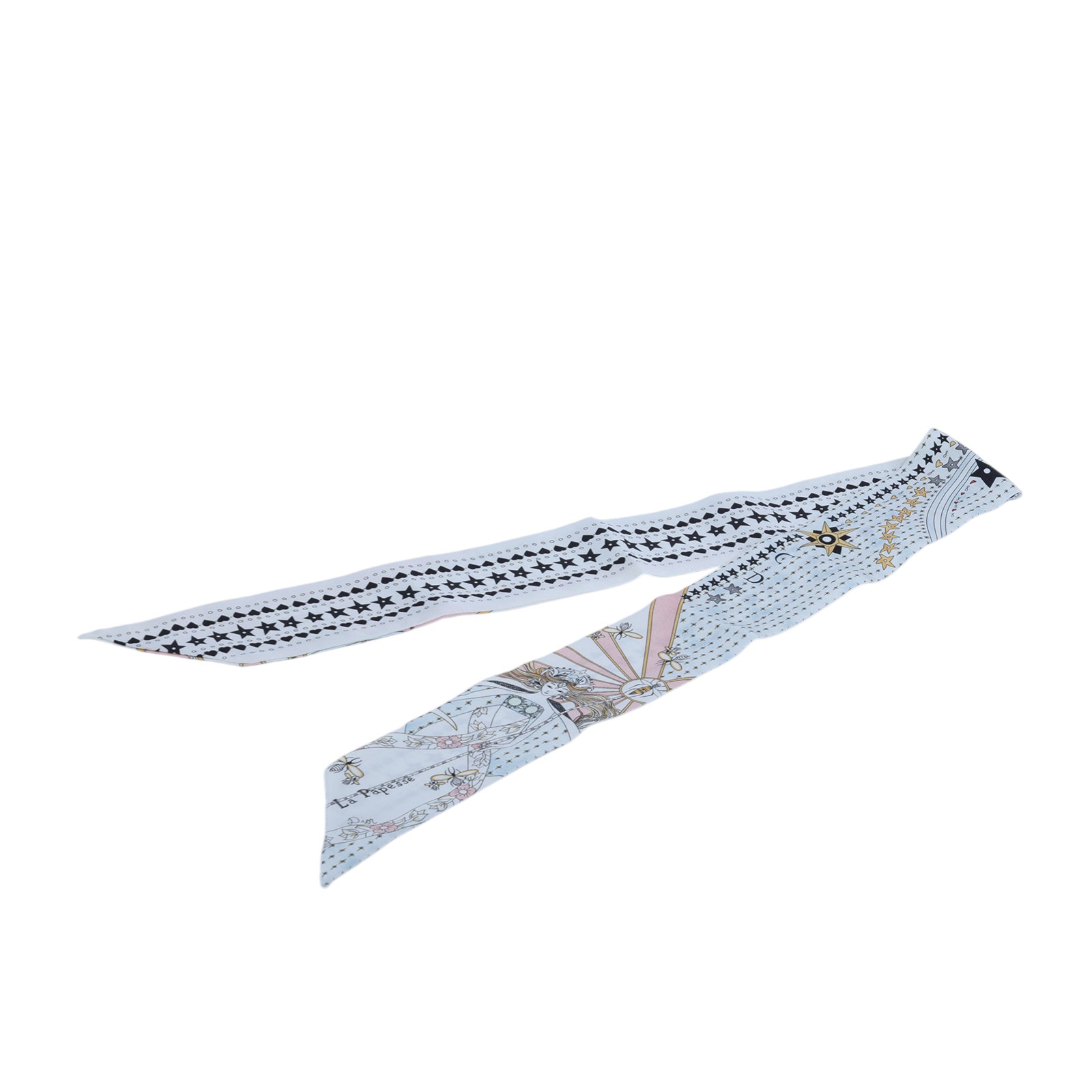 迪奧 CHRISTIAN DIOR La Papesse Tarot Mitzah 絲巾 76MTA106I631 白拚粉星星絲巾 無附屬品