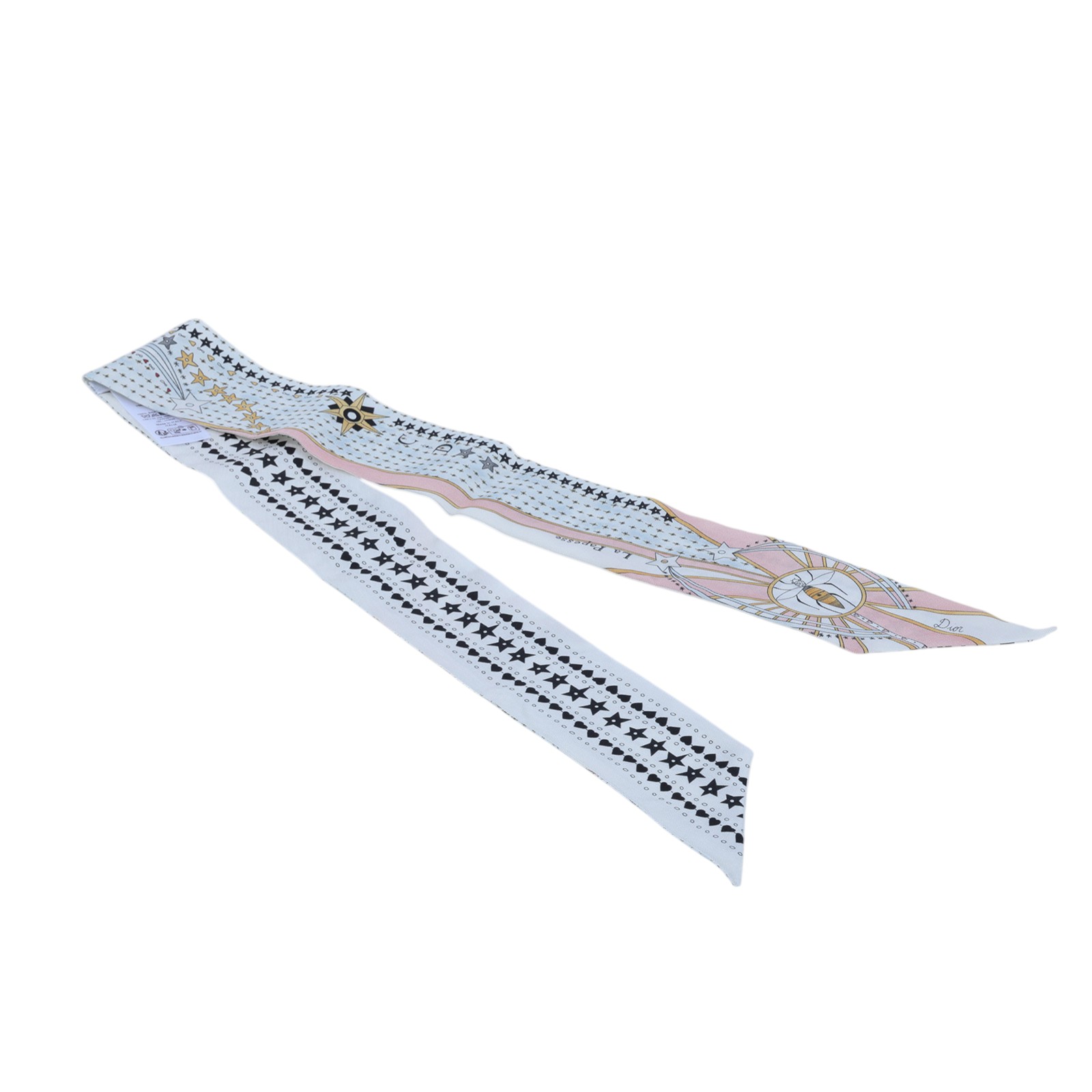迪奧 CHRISTIAN DIOR La Papesse Tarot Mitzah 絲巾 76MTA106I631 白拚粉星星絲巾 無附屬品