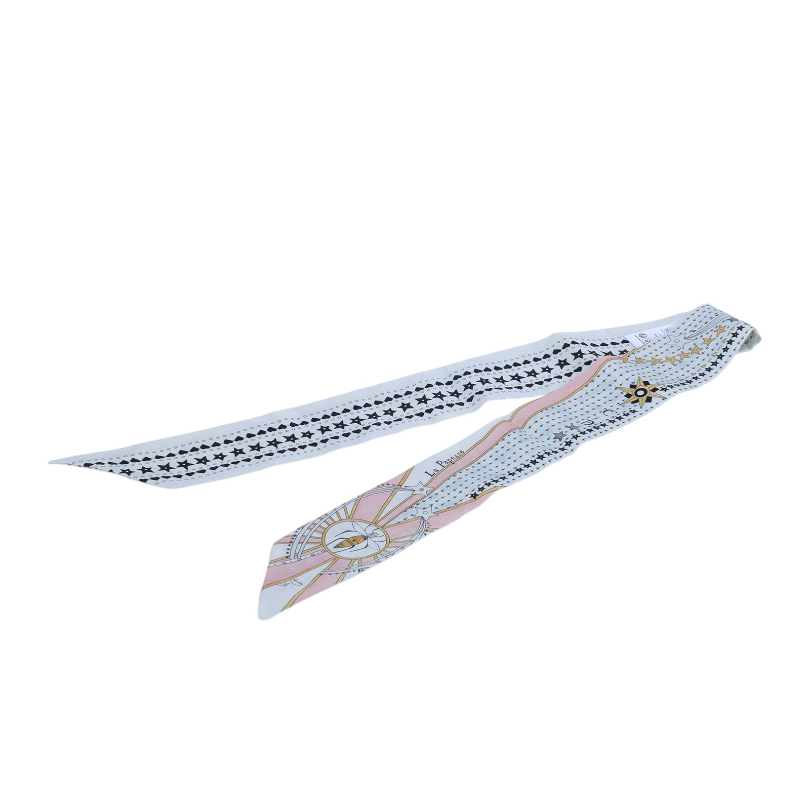 迪奧 CHRISTIAN DIOR La Papesse Tarot Mitzah 絲巾 76MTA106I631 白拚粉星星絲巾 無附屬品