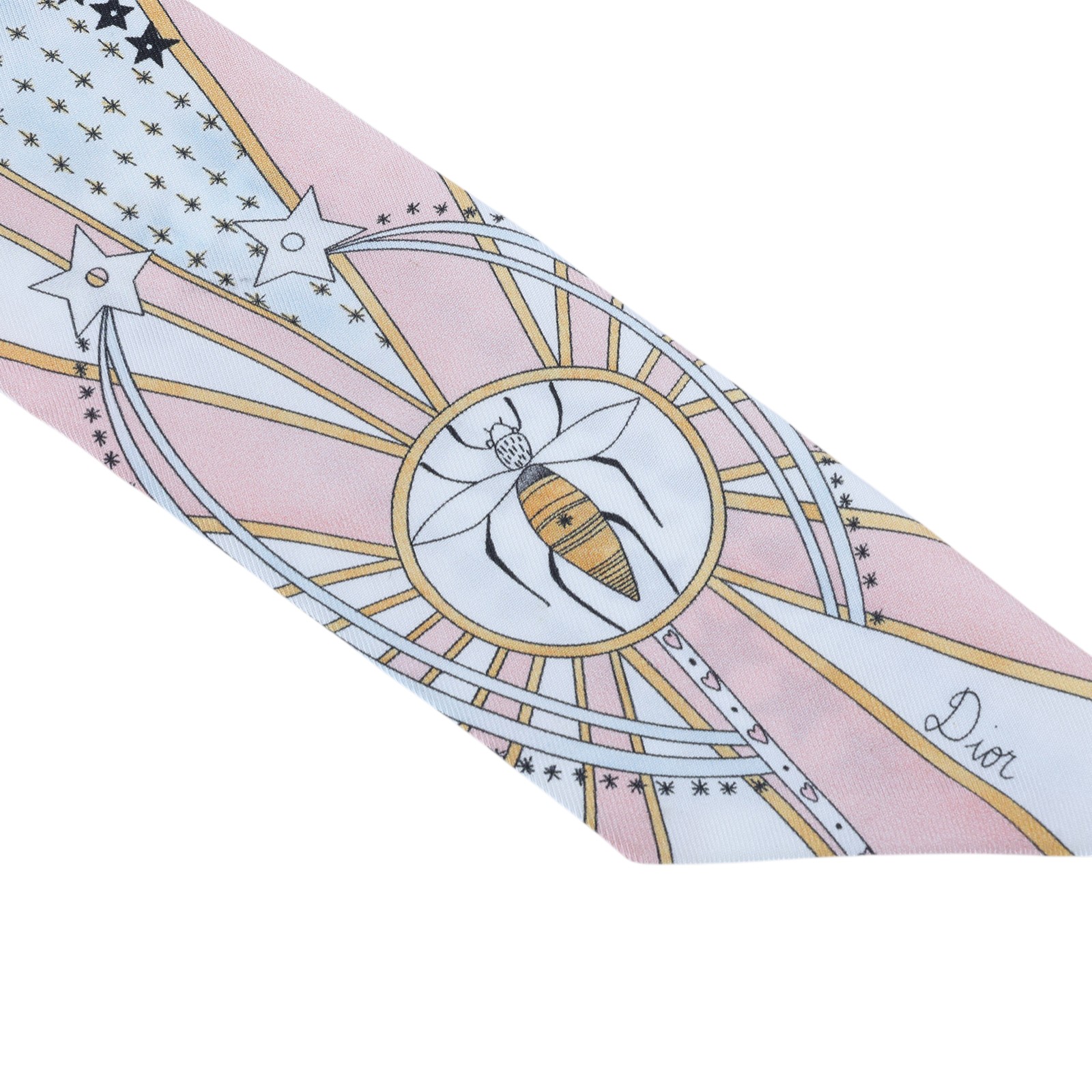 迪奧 CHRISTIAN DIOR La Papesse Tarot Mitzah 絲巾 76MTA106I631 白拚粉星星絲巾 無附屬品