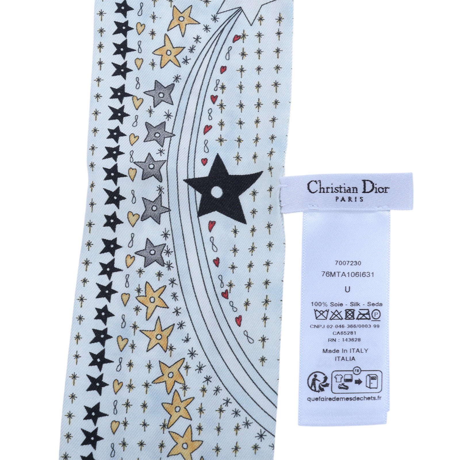 迪奧 CHRISTIAN DIOR La Papesse Tarot Mitzah 絲巾 76MTA106I631 白拚粉星星絲巾 無附屬品