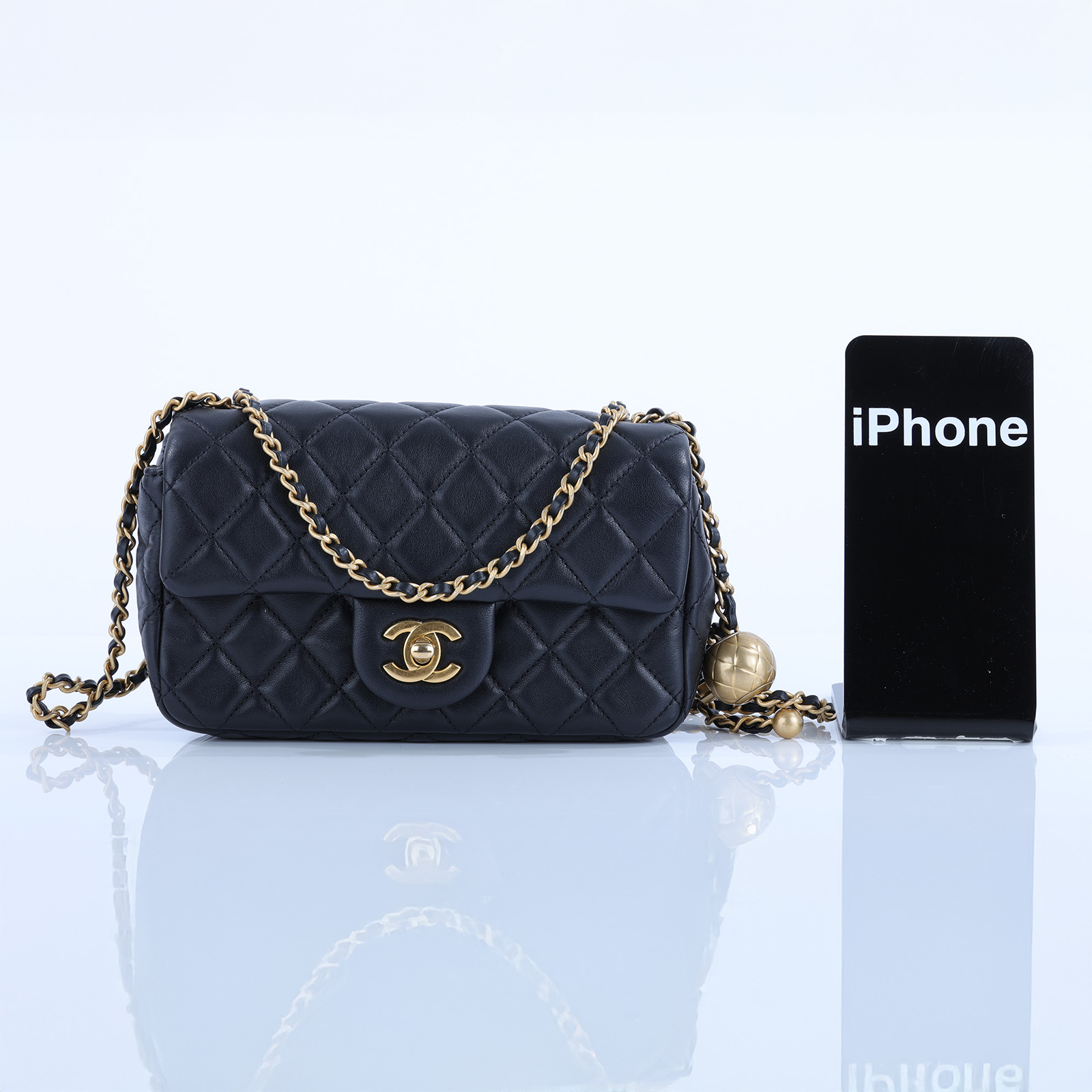 香奈兒 CHANEL 金球款 經典迷你口蓋包 AS1787 晶片款 黑羊金球COCO20 防塵袋