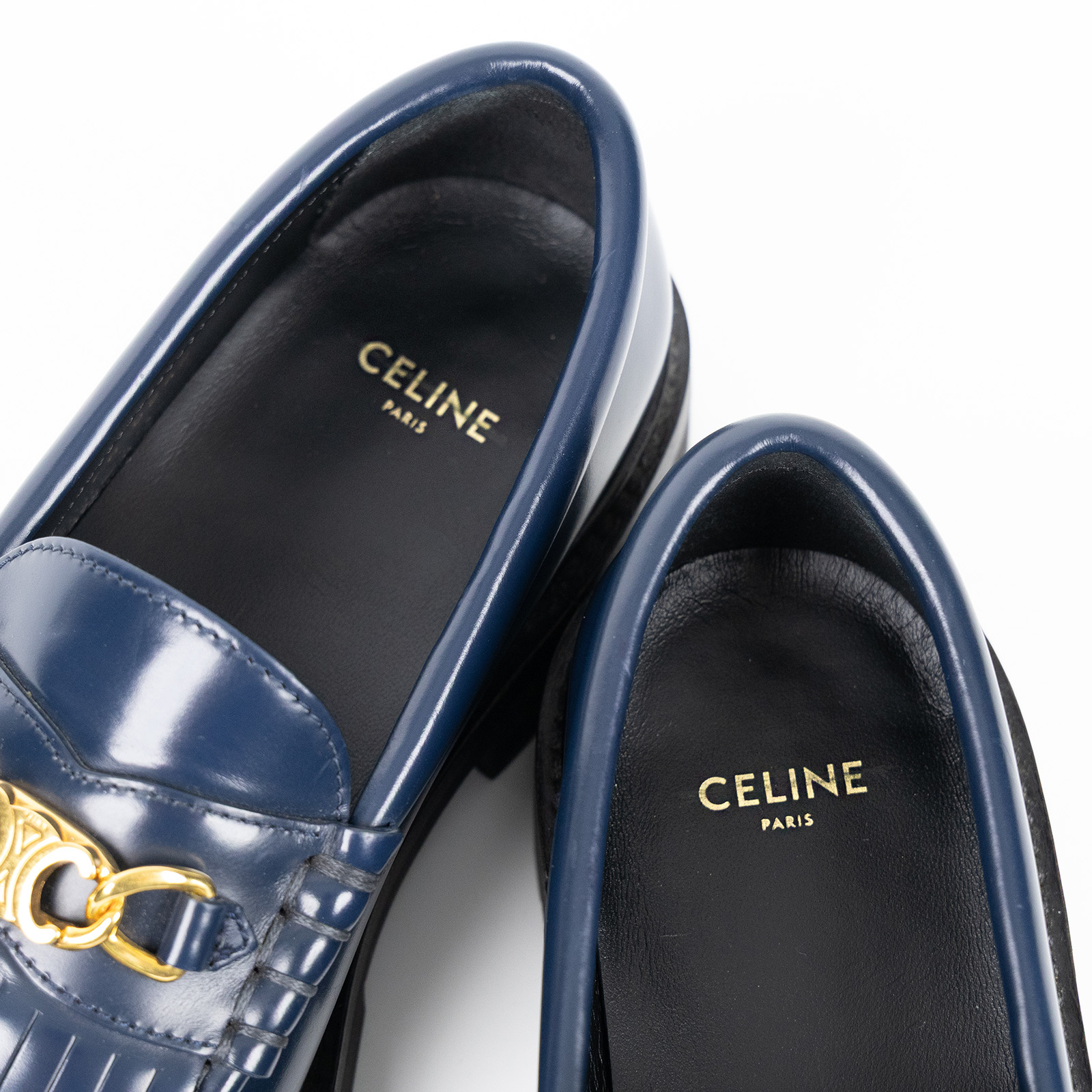 思琳 CELINE Margaret Triomphe 鍊條 樂福鞋 344893602C_37 藍樂福鞋#37 原廠盒子/防塵袋2