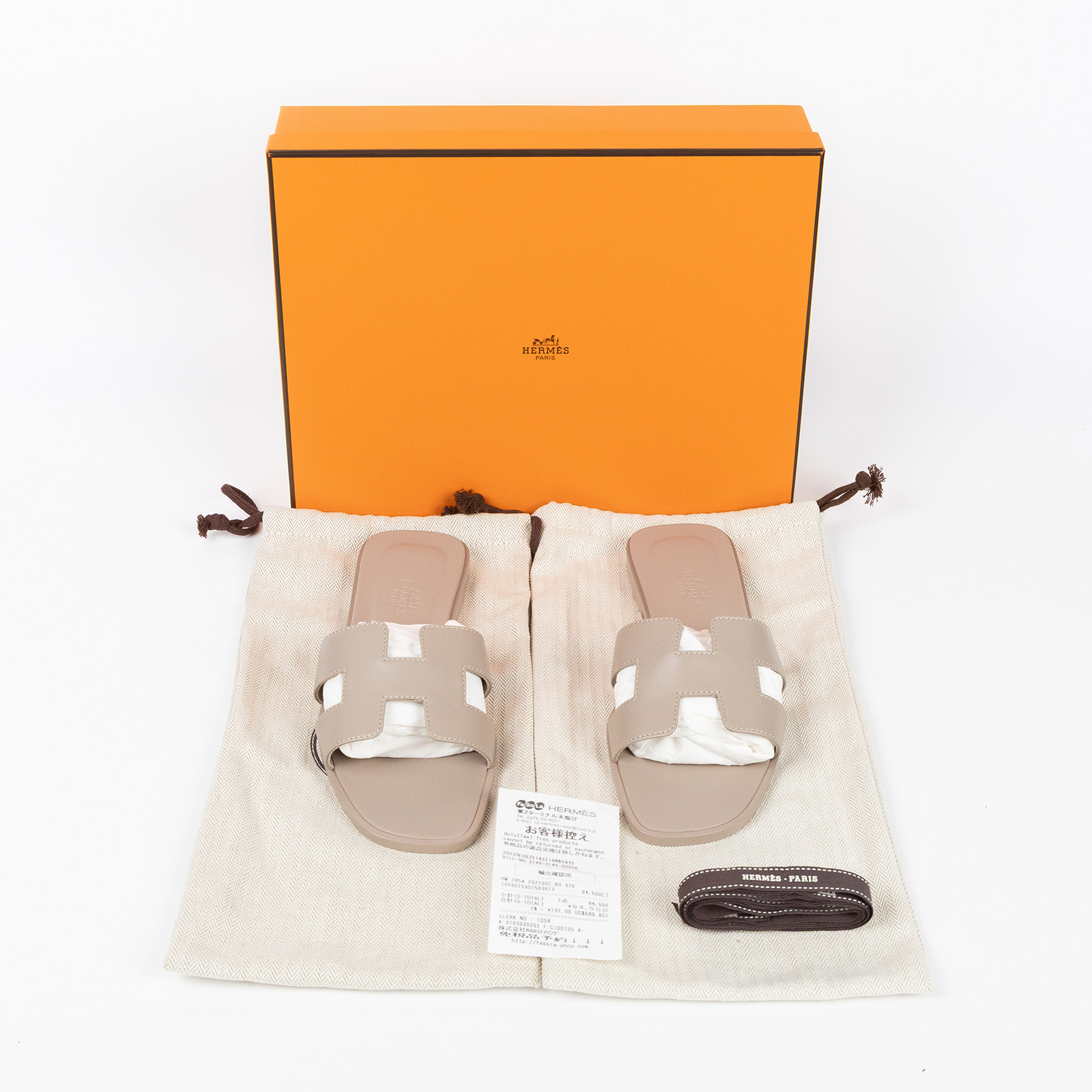 愛馬仕 Hermès Oran 涼鞋 H202230Z_37 DN202230Z2304 藕粉 涼鞋#37 原廠盒子/防塵袋2