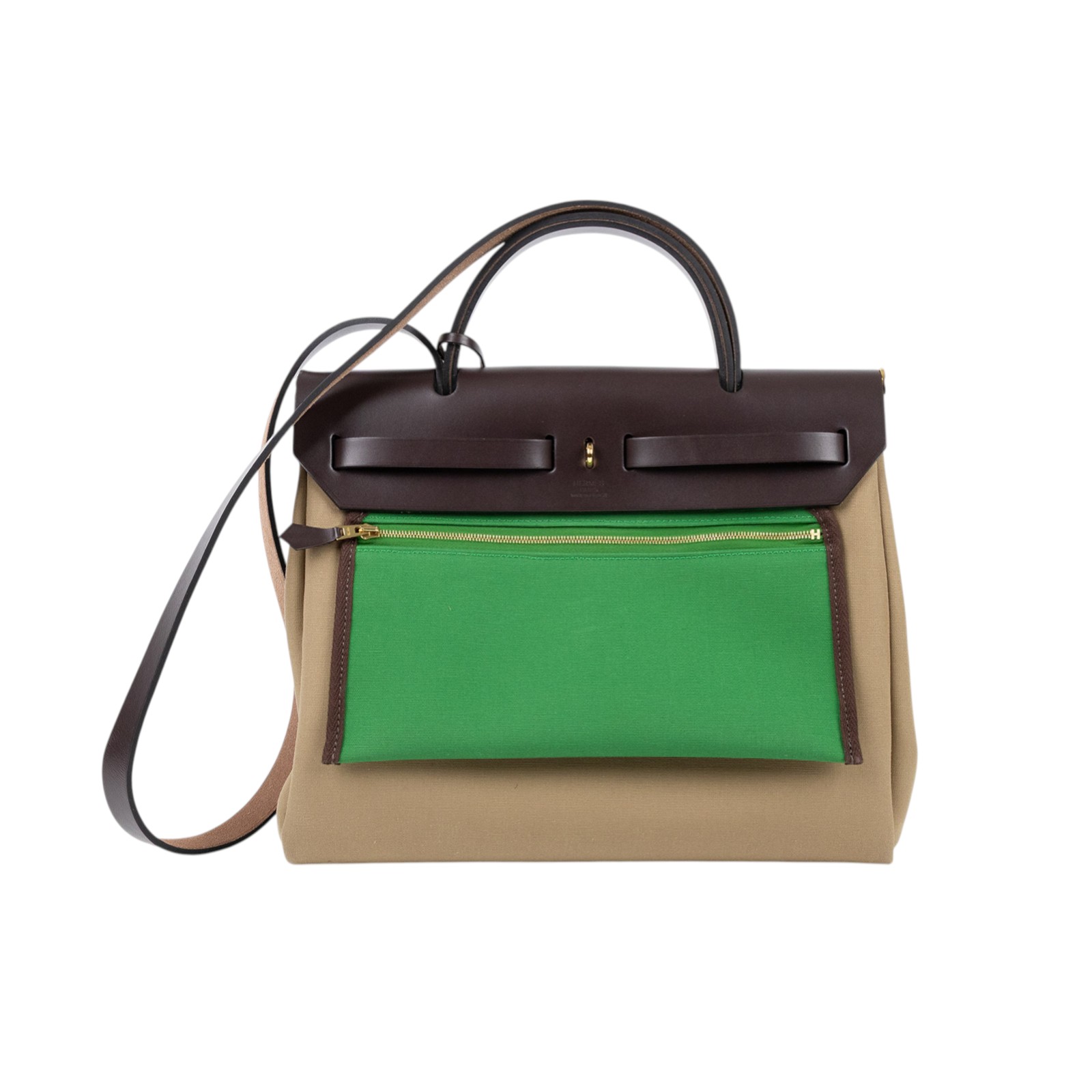 愛馬仕 Hermès Herbag Zip 31 HER31 B MN 012 KD B刻 咖綠拚色HERBAG31 內袋/鎖組