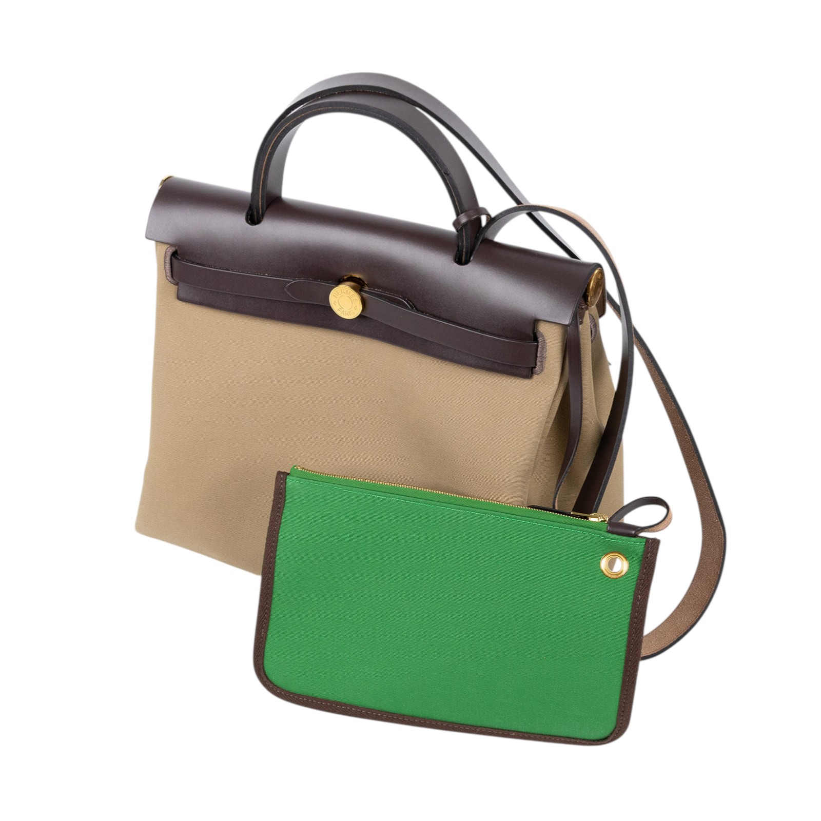 愛馬仕 Hermès Herbag Zip 31 HER31 B MN 012 KD B刻 咖綠拚色HERBAG31 內袋/鎖組