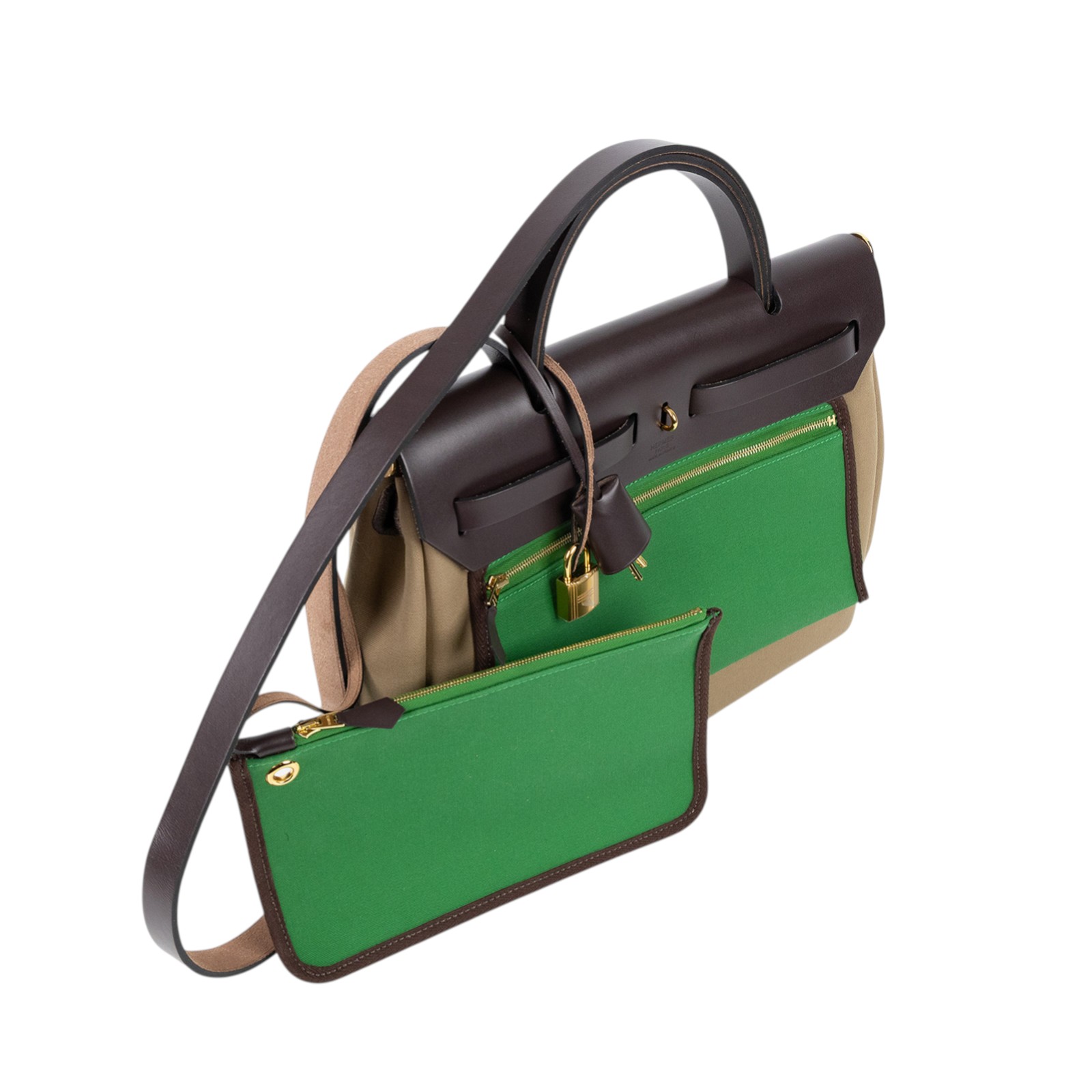 愛馬仕 Hermès Herbag Zip 31 HER31 B MN 012 KD B刻 咖綠拚色HERBAG31 內袋/鎖組