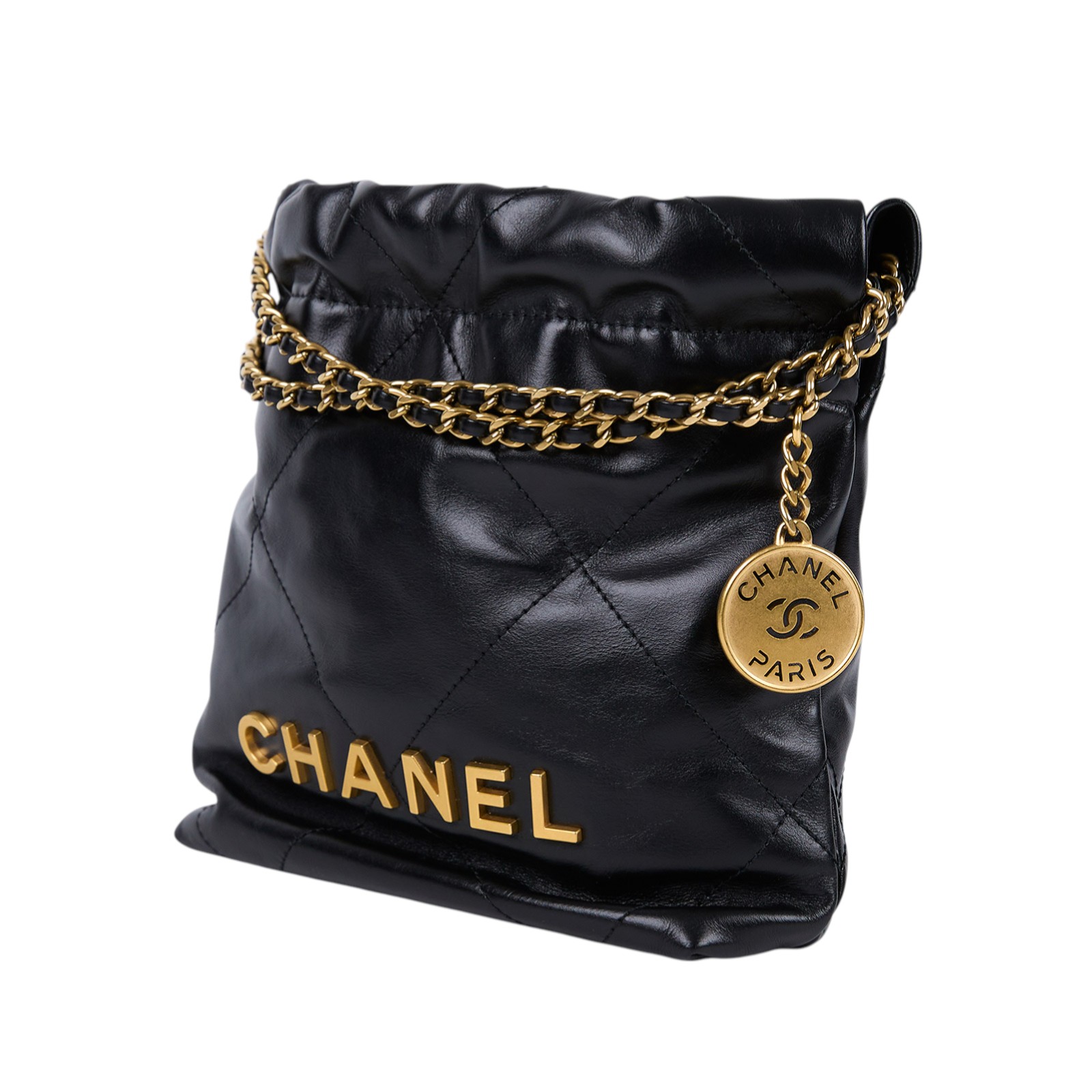 香奈兒 CHANEL 22 迷你 束口包 AS3980 晶片款 黑金22BAG MINI 原廠盒子/防塵袋/購買證明