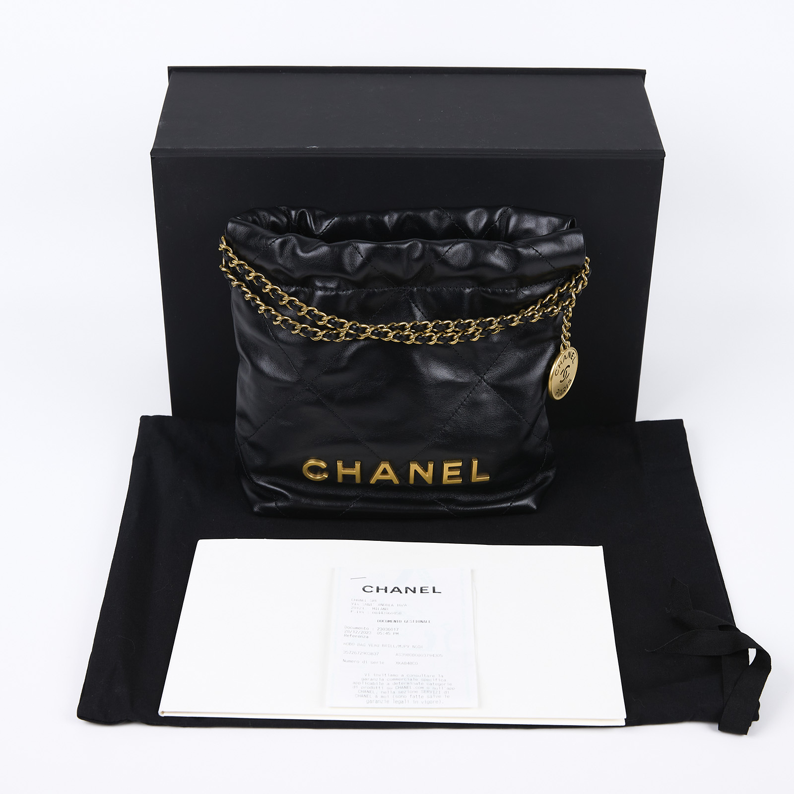 香奈兒 CHANEL 22 迷你 束口包 AS3980 晶片款 黑金22BAG MINI 原廠盒子/防塵袋/購買證明