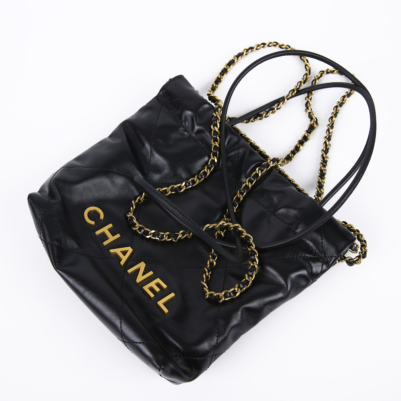 香奈兒 CHANEL 22 迷你 束口包 AS3980 晶片款 黑金22BAG MINI 原廠盒子/防塵袋/購買證明