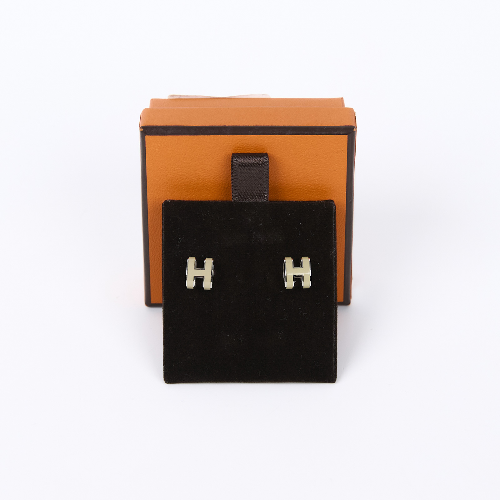 愛馬仕 Hermès Mini Pop H 耳釘 原野橙 H608002FP GD1200 灰綠MINI POP H 耳環 原廠盒子