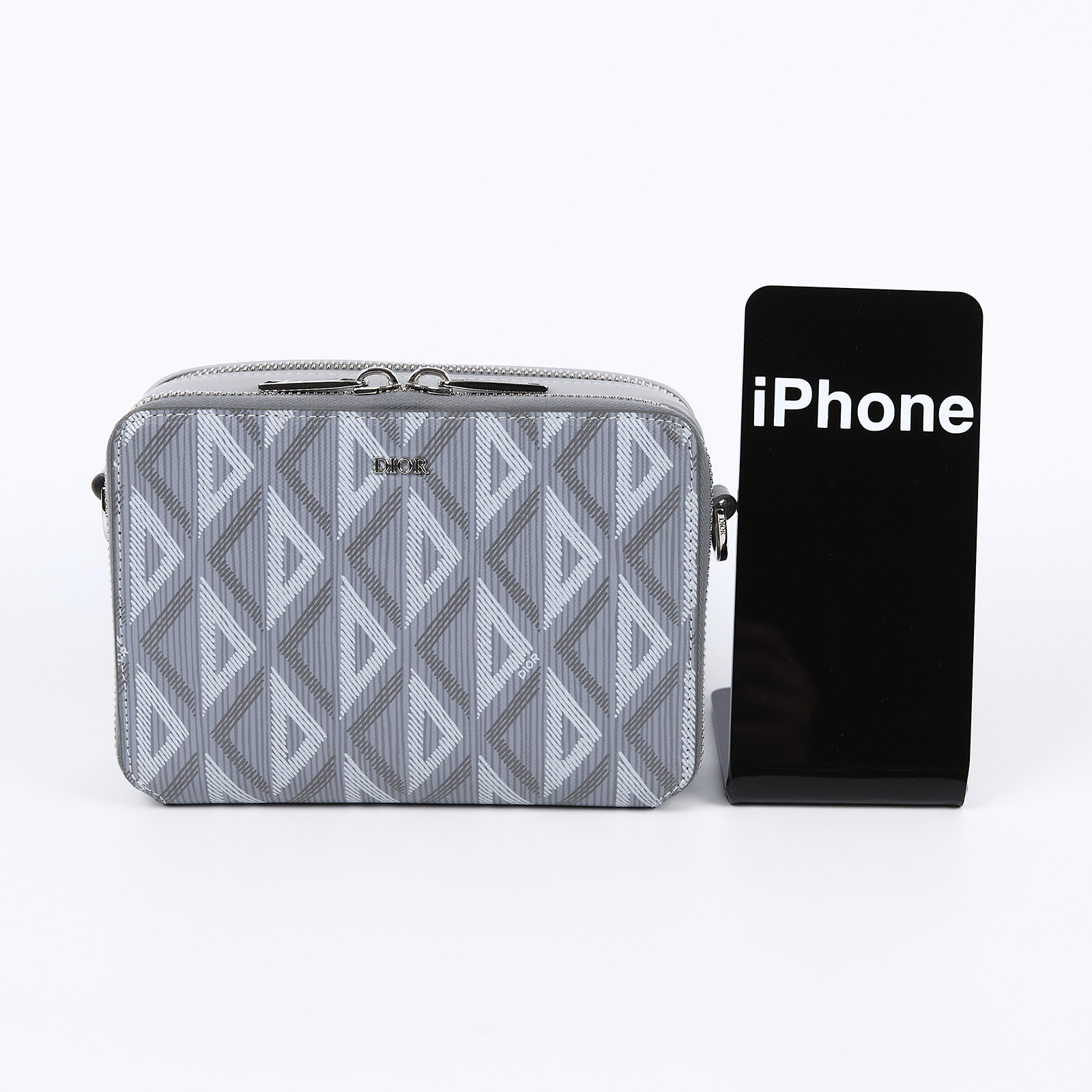 迪奧 CHRISTIAN DIOR CD Diamond Pouch Bag 斜背包 2ESBC119DCO 灰CC DIOAMON 相機包 防塵袋/背帶