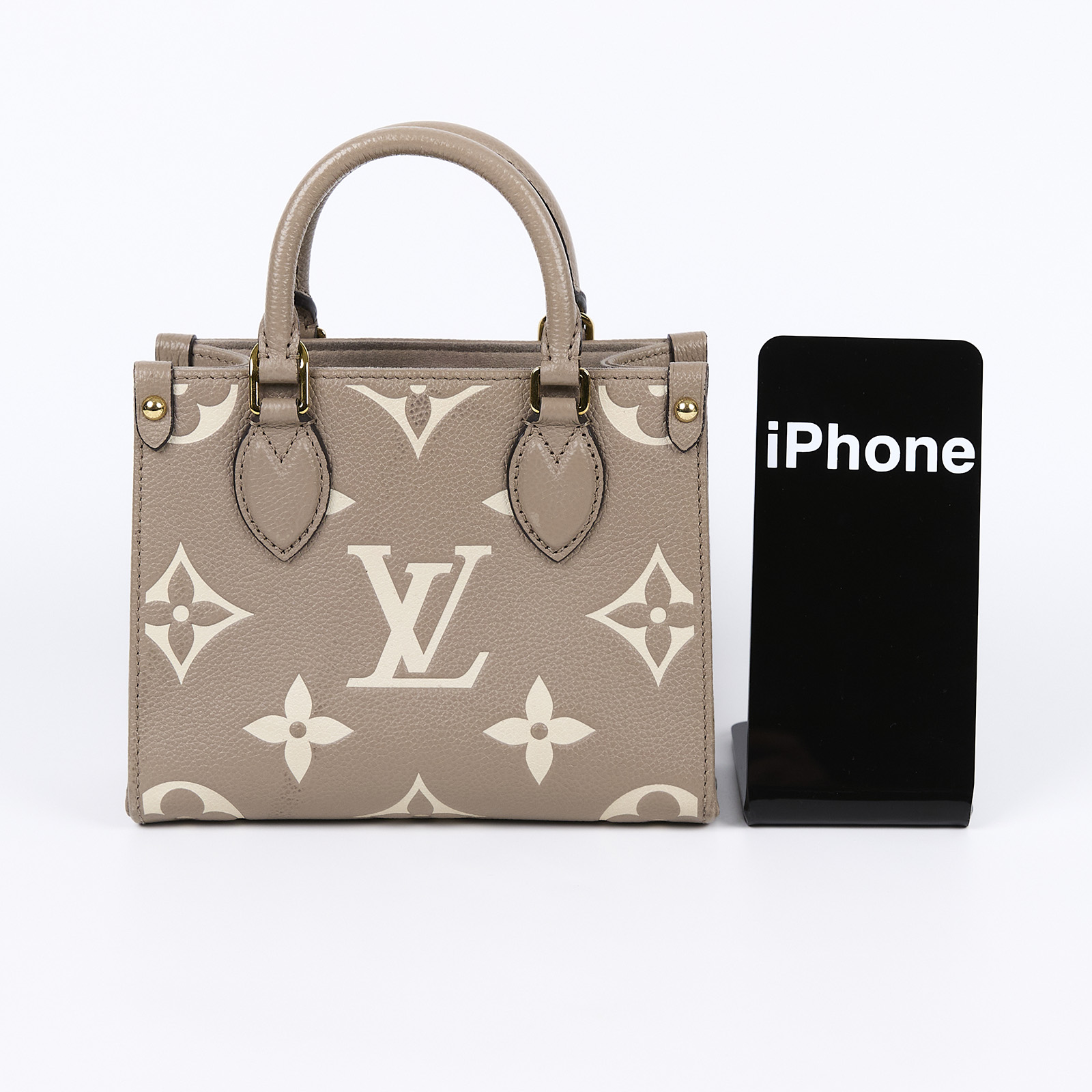 路易威登 LOUIS VUITTON OnTheGo BB 迷你 手提袋 單肩包 Dove 灰色 Cream色 M47054 晶片款  原廠盒子/防塵袋/背帶/購買證明