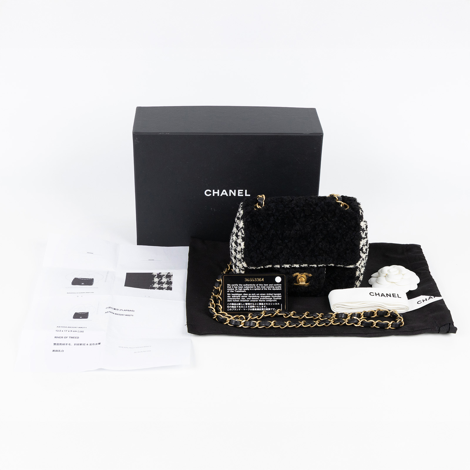 香奈兒 CHANEL 絎縫 迷你 方形 口蓋包 AS1934 B03287 30開黑羊絨方胖 原廠盒子/防塵袋/保證卡