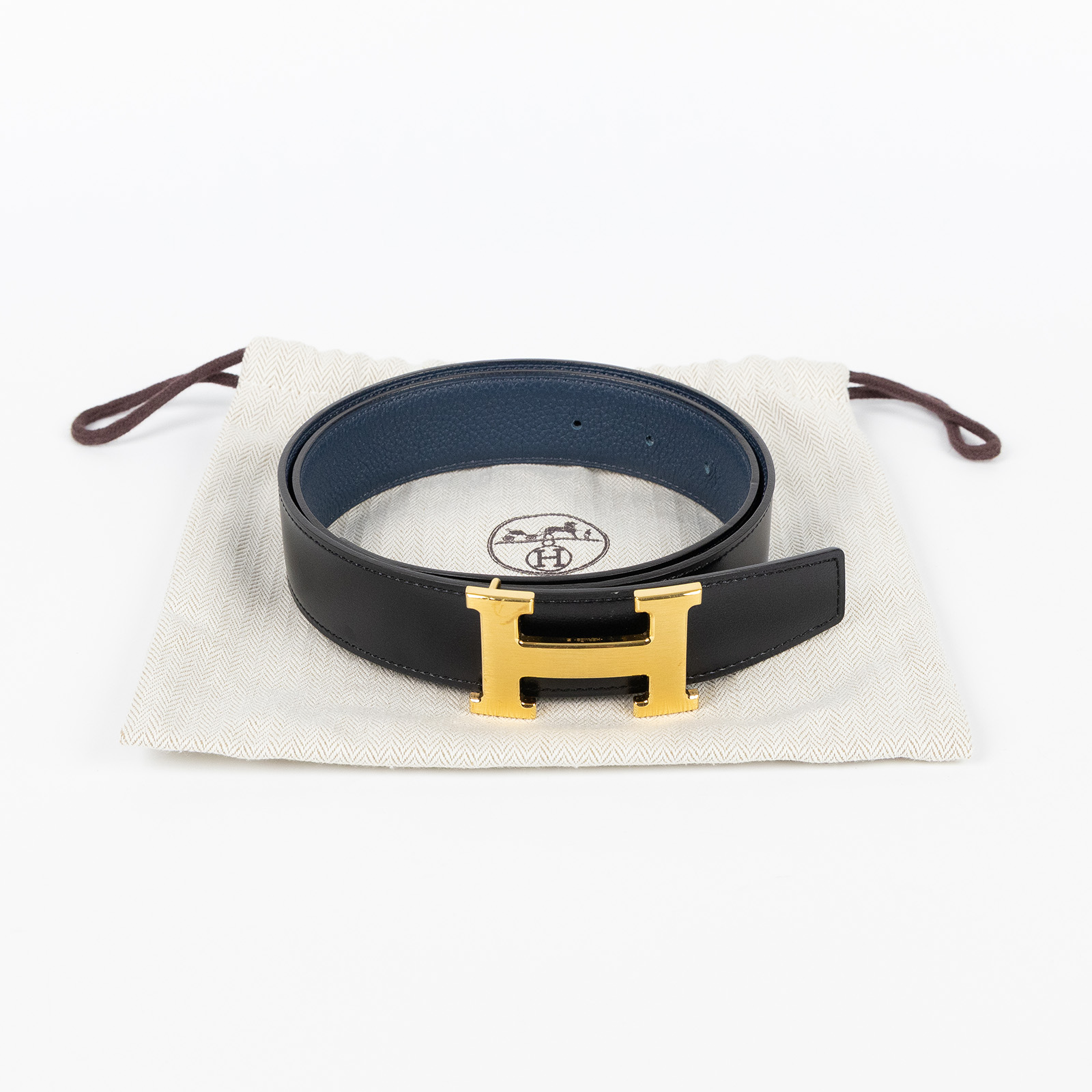 愛馬仕 Hermes Constance 皮帶扣 雙面皮腰帶 H074562CUZ3 H075387CAAF080 Y刻 黑藍雙面皮帶#80 防塵袋