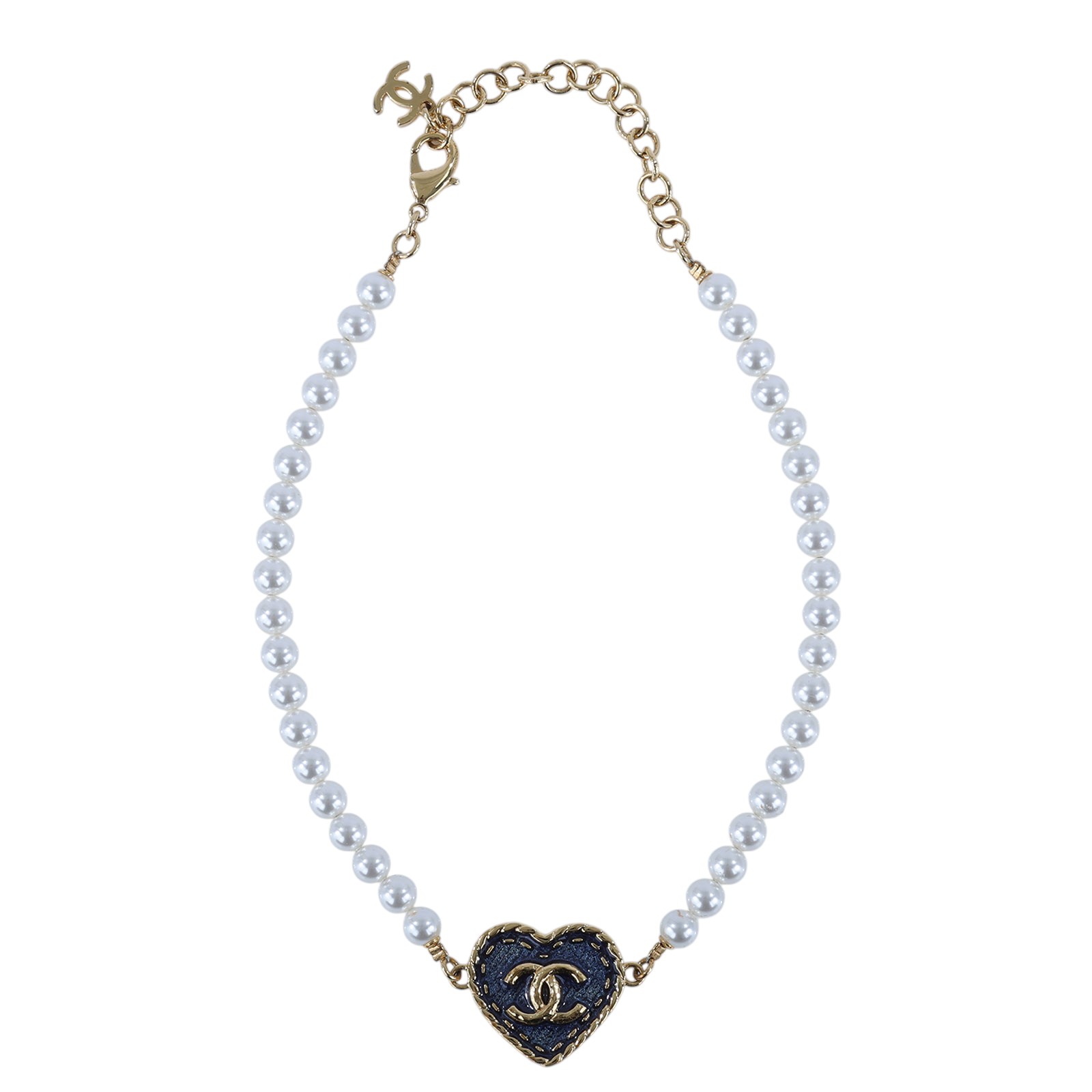 香奈兒 CHANEL 項鍊 ABC711 B15374I24 P 牛仔珍珠愛心項鍊 原廠盒子