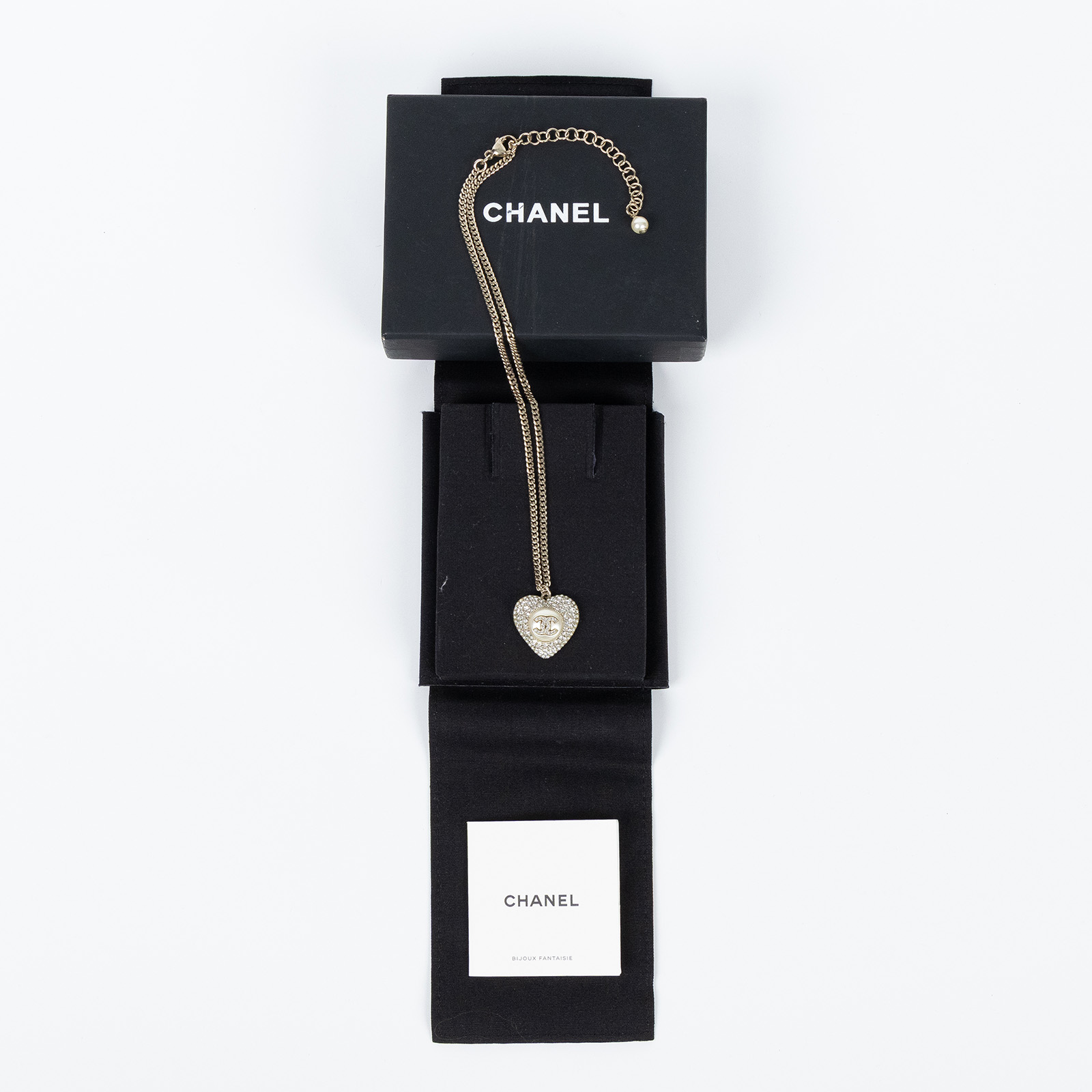 香奈兒 CHANEL 項鍊 C22 B 水鑽愛心項鍊 原廠盒子
