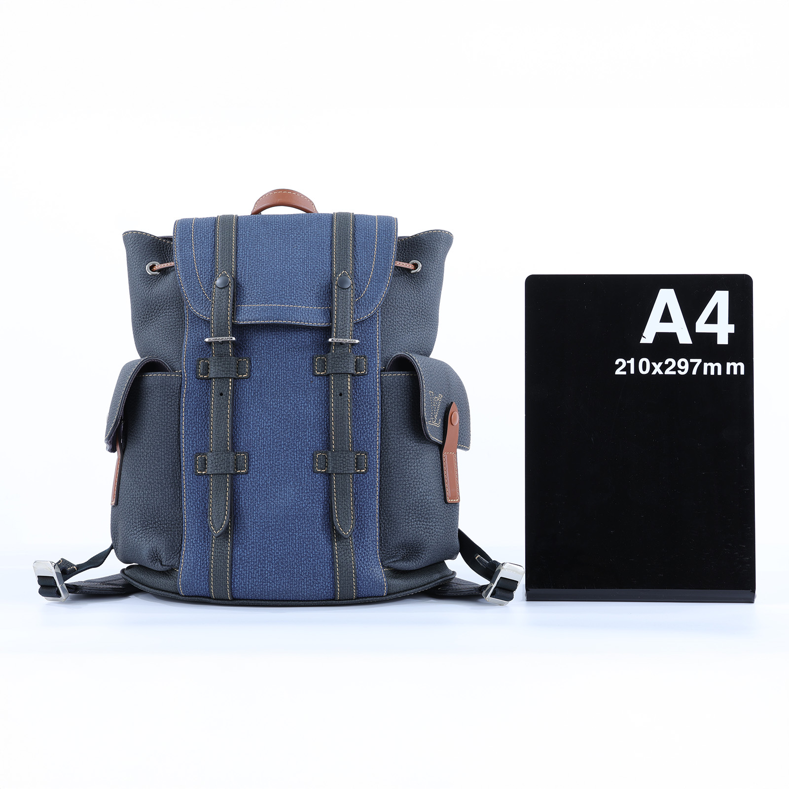 路易威登 LOUIS VUITTON Christopher 後背包 M21373 晶片款 藍拚黑牛皮 後背包 原廠盒子/購買證明(晶片消磁)