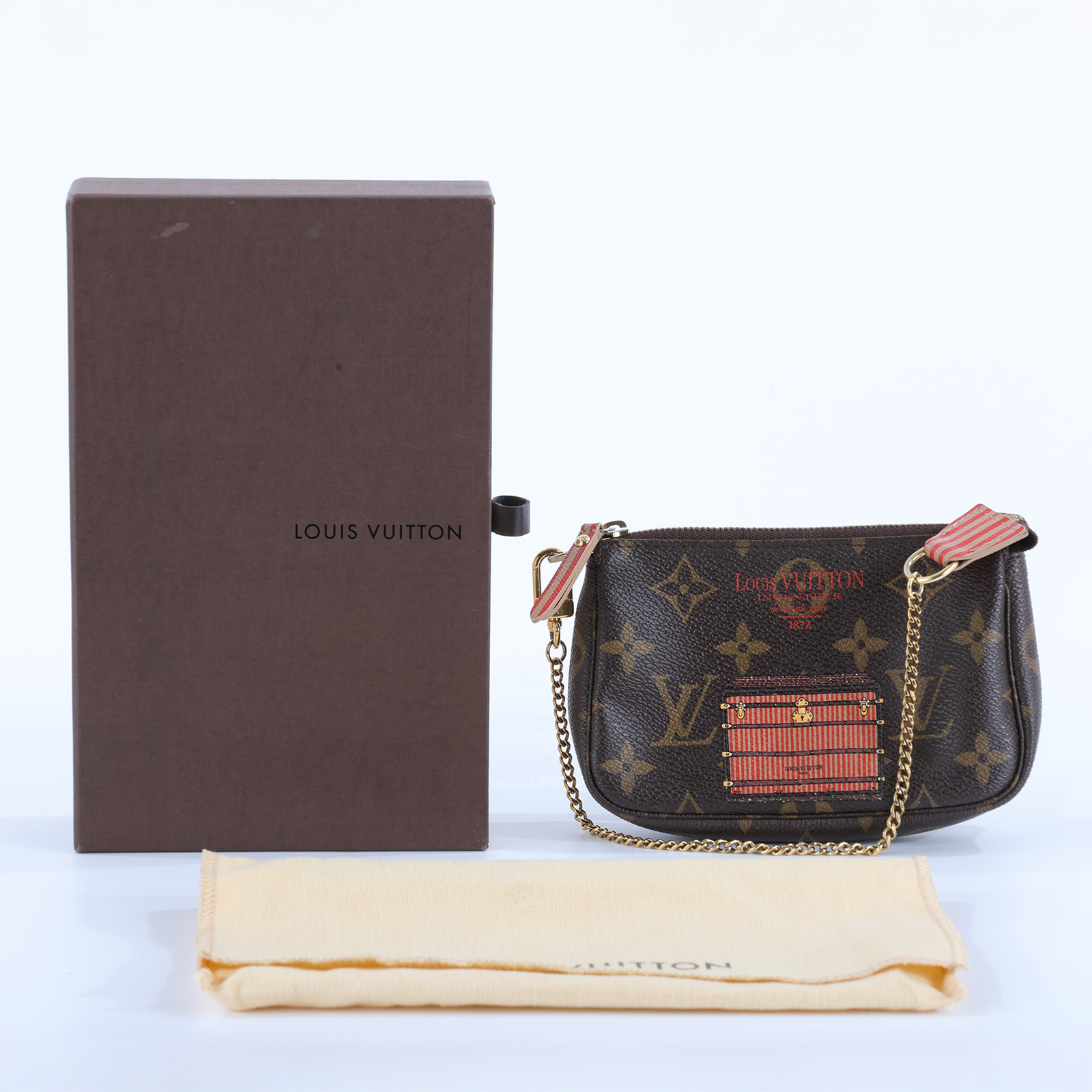 路易威登 LOUIS VUITTON Pochette Accessoires Trunks & Locks 鏈帶包 M60417  原廠盒子/防塵袋