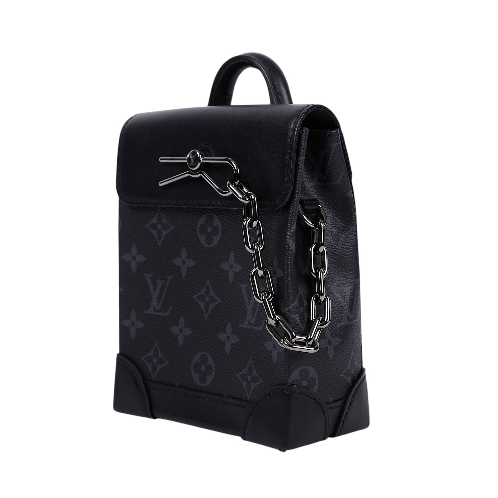 路易威登 LOUIS VUITTON Nano Steamer 肩背包 M82774 晶片款 黑原花NANO STEAMER肩背包 原廠盒子/防塵袋/背帶